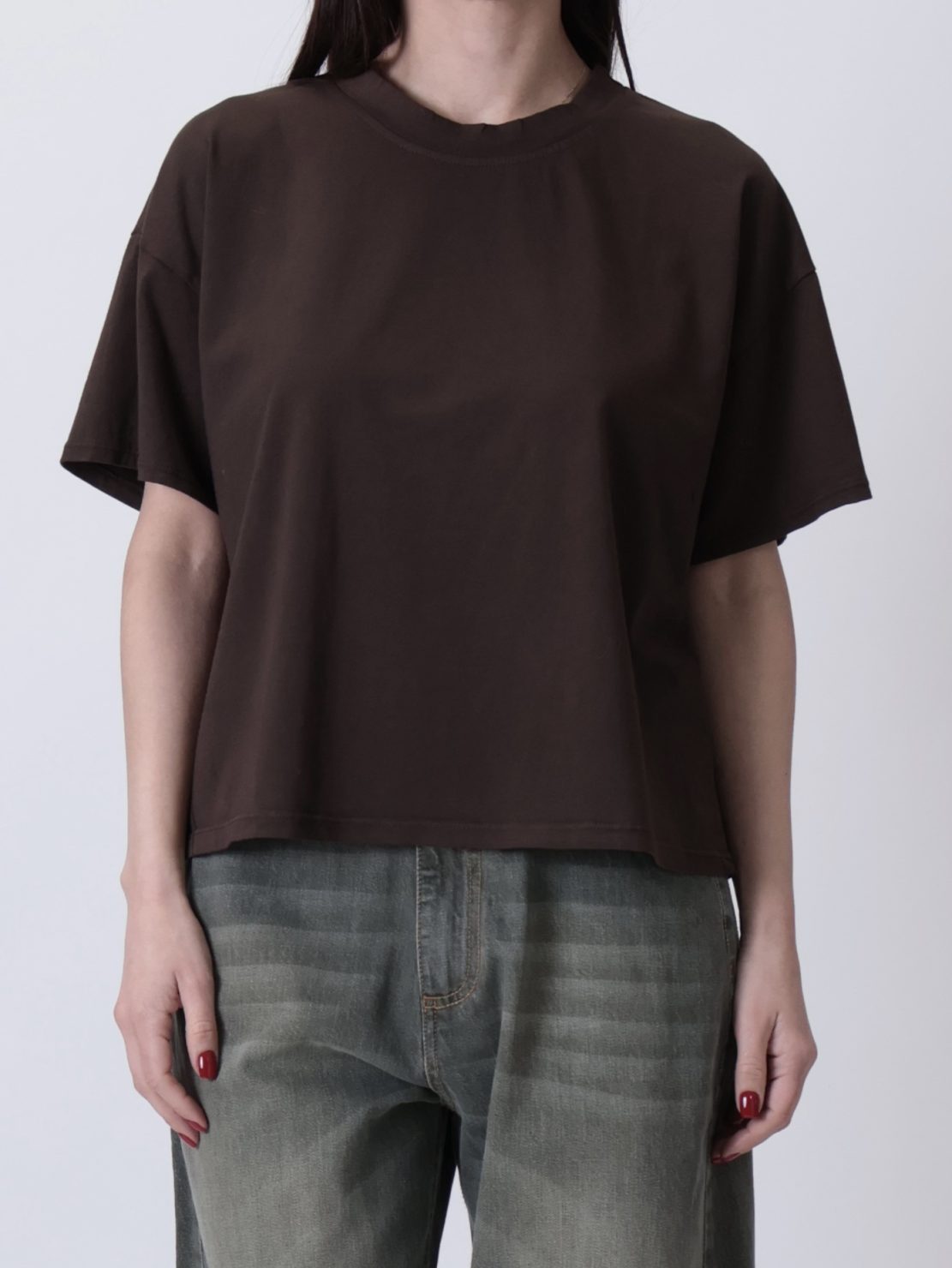 Maglia scatola manica corta moro