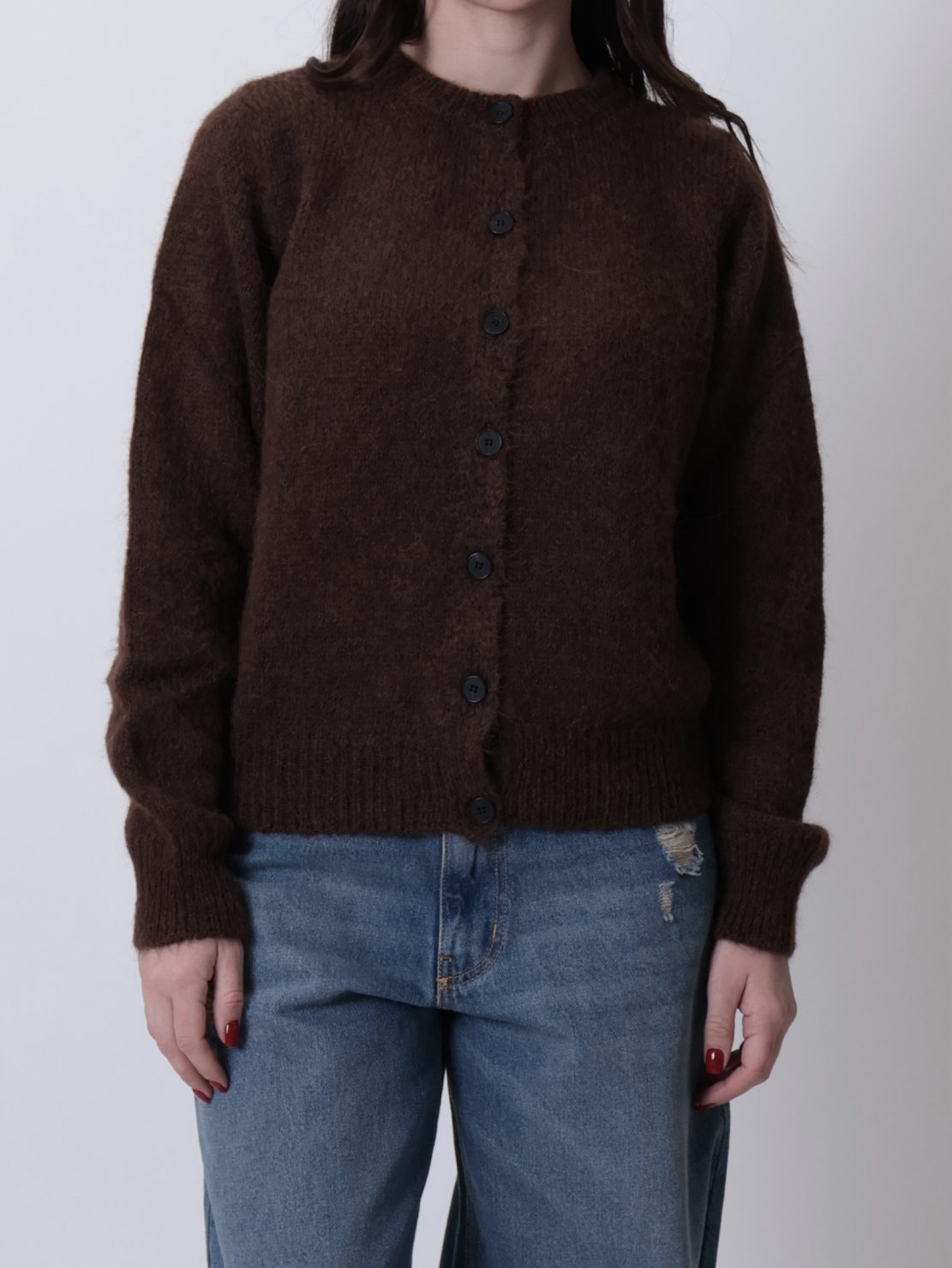 Cardigan bottoni cioccolato