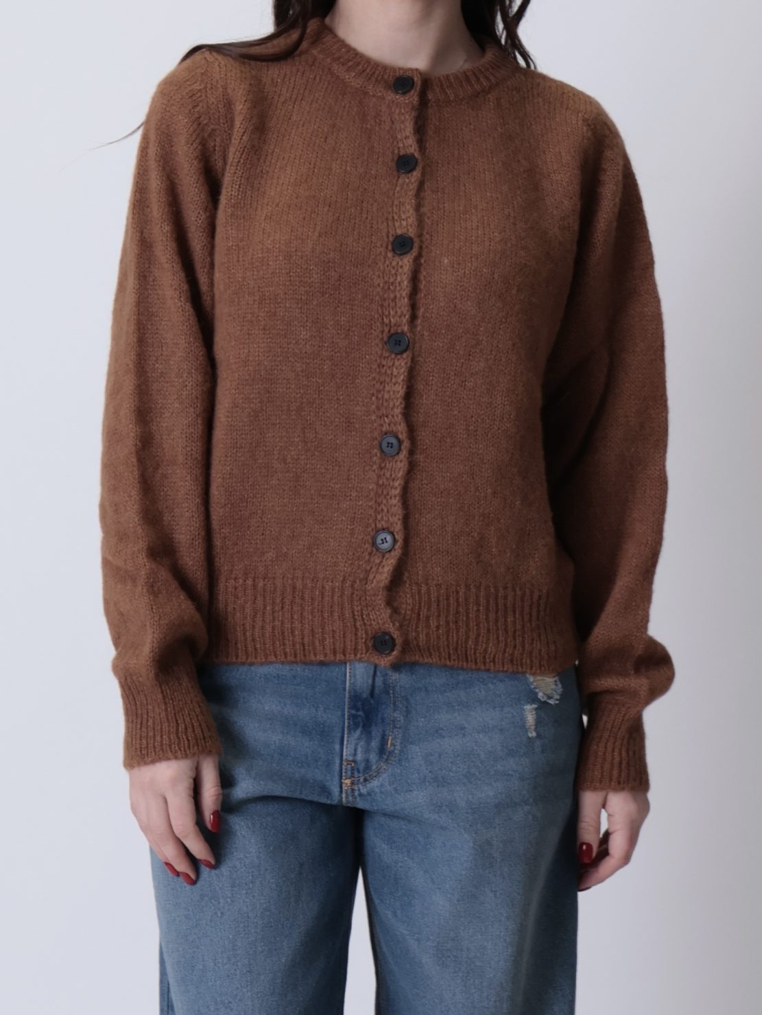 Cardigan bottoni caramello