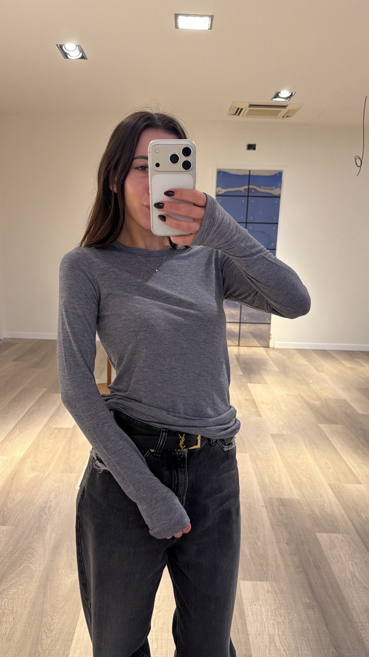 Maglia modal manicotti grigia