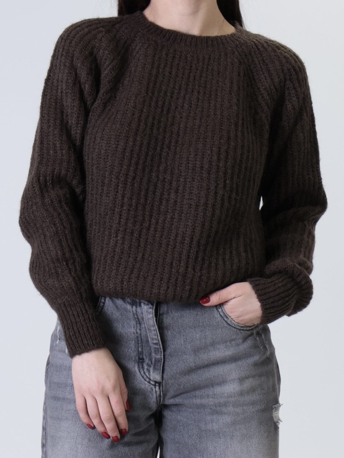 Pullover girocollo mohair moro