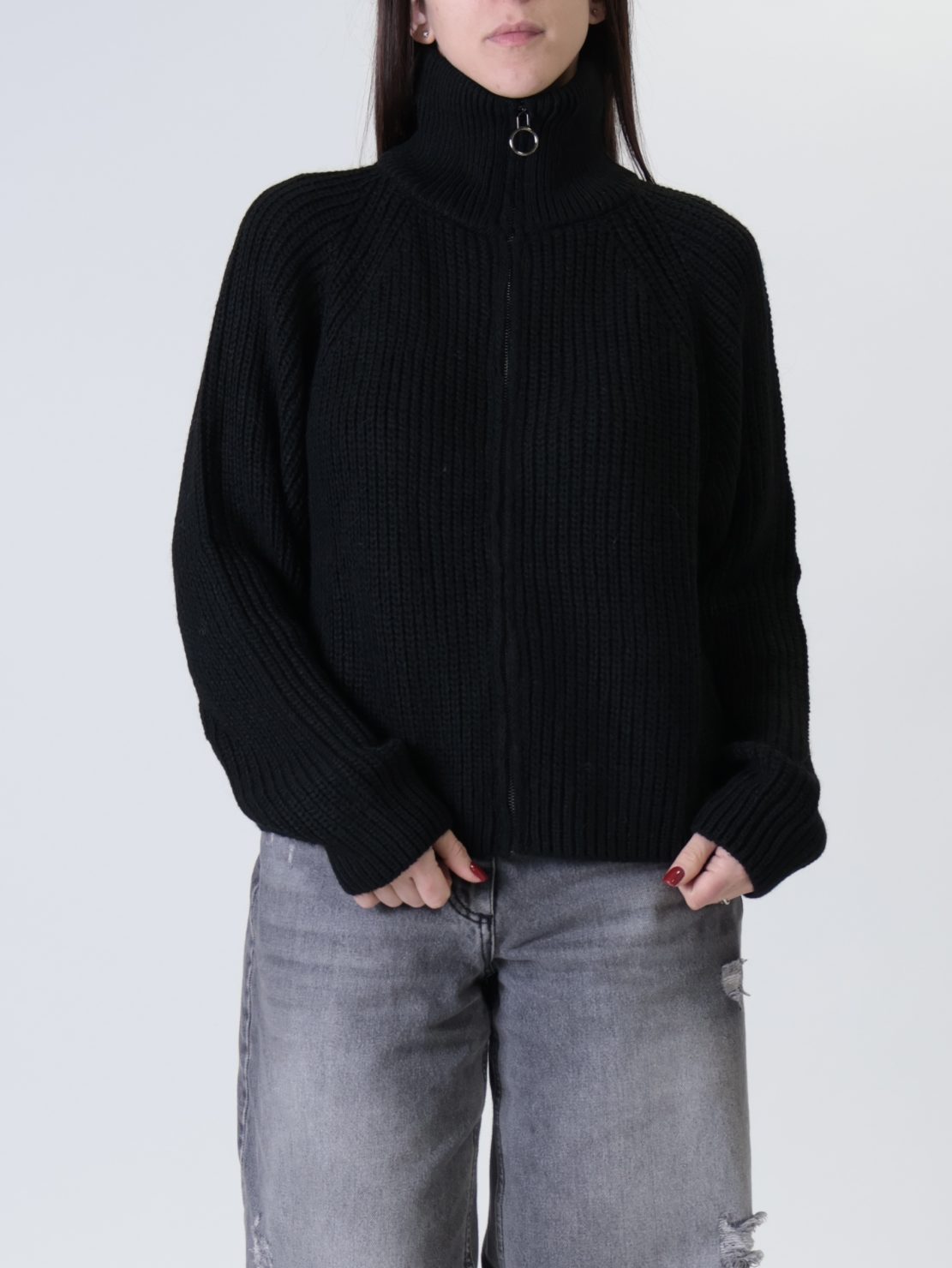 Cardigan zip nero