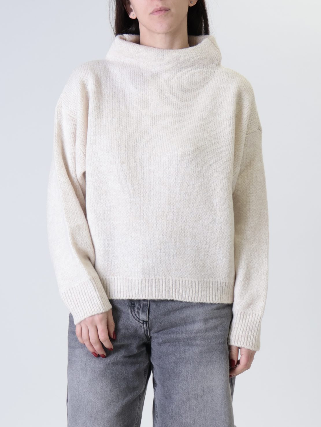 Maglione mezzo collo panna