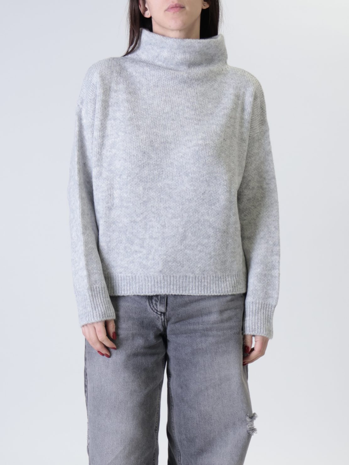 Maglione mezzo collo perla