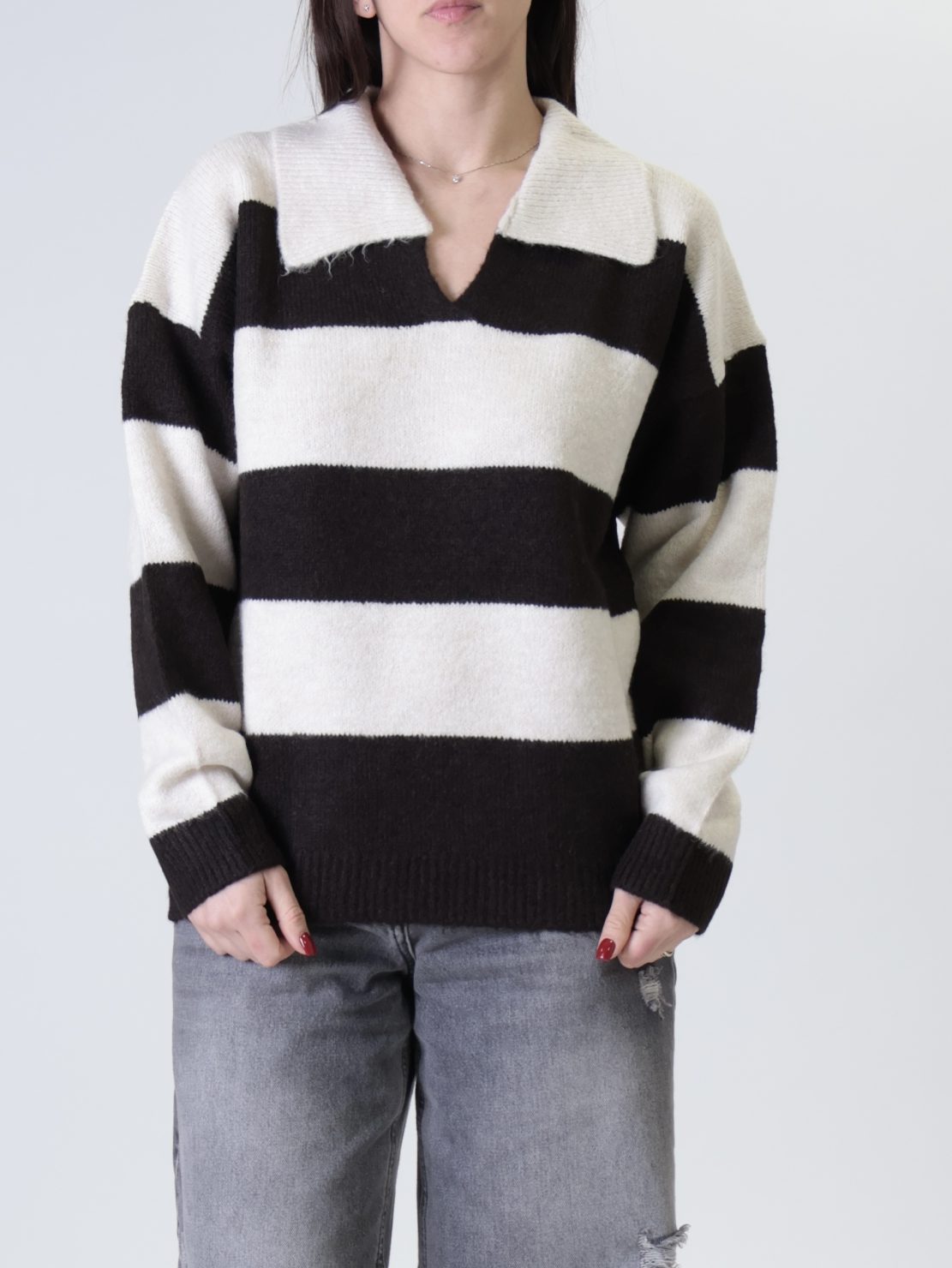 Polo righe moro/panna