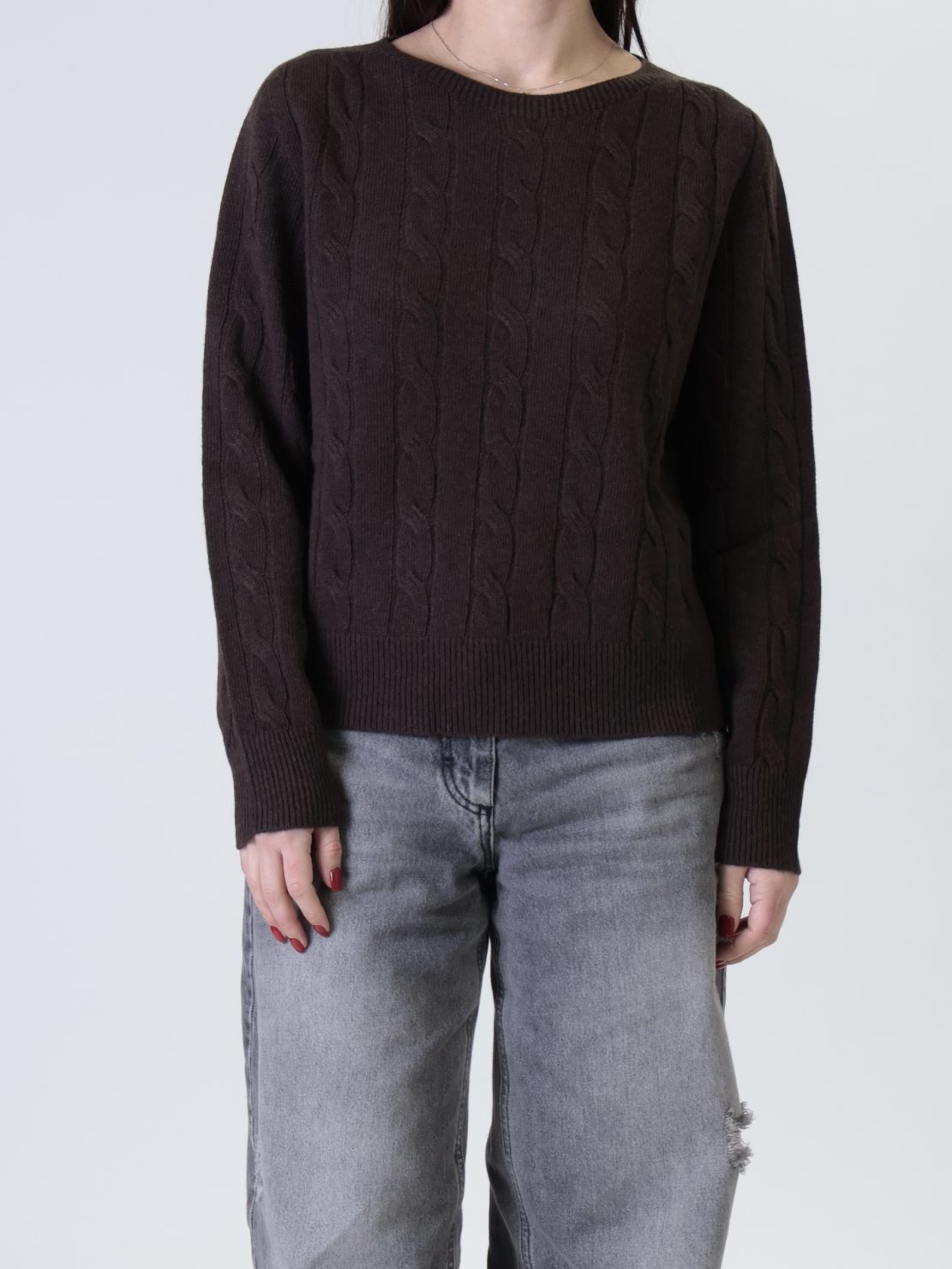 Pullover treccia moro