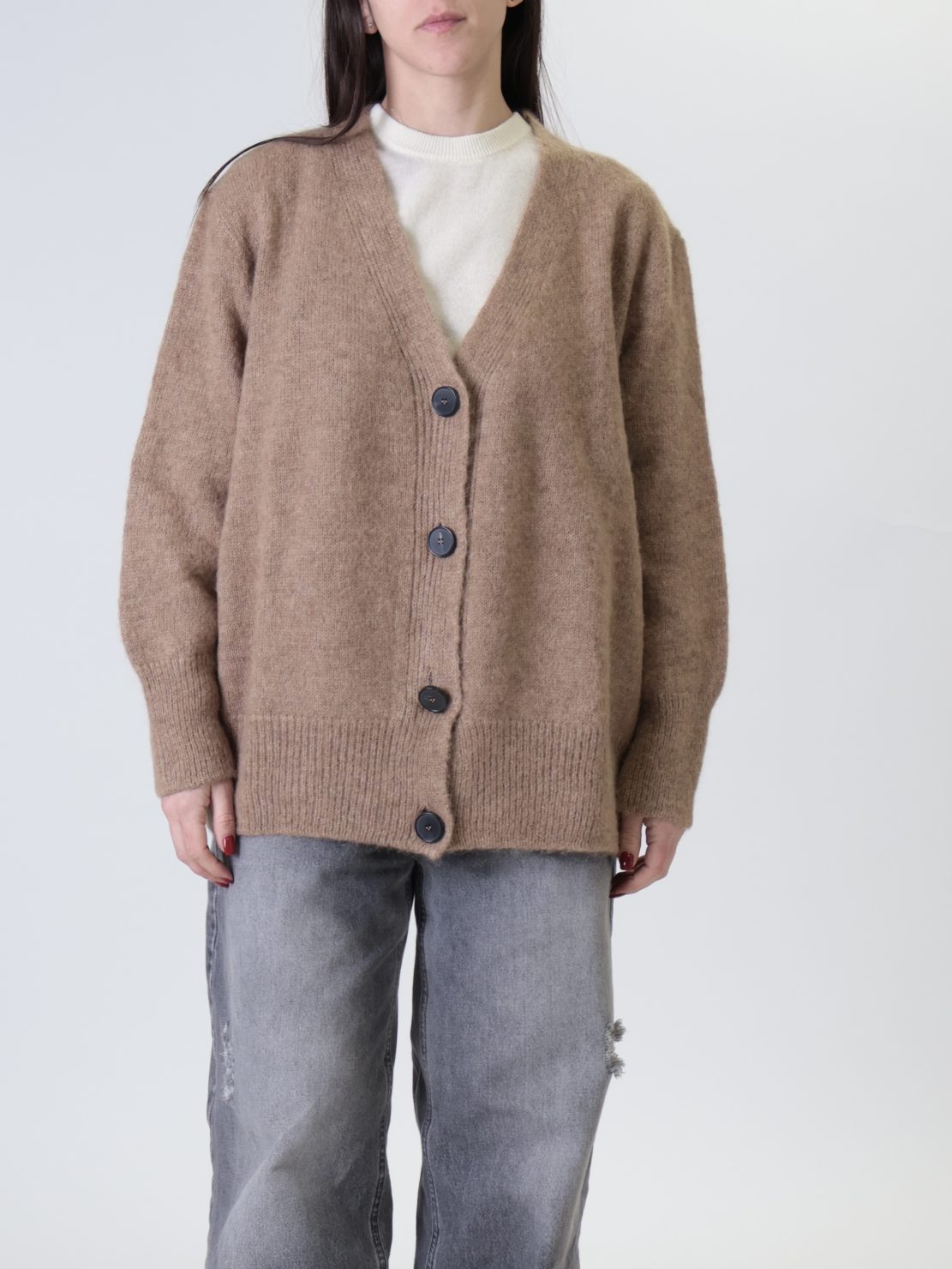 Cardigan ampio cammello