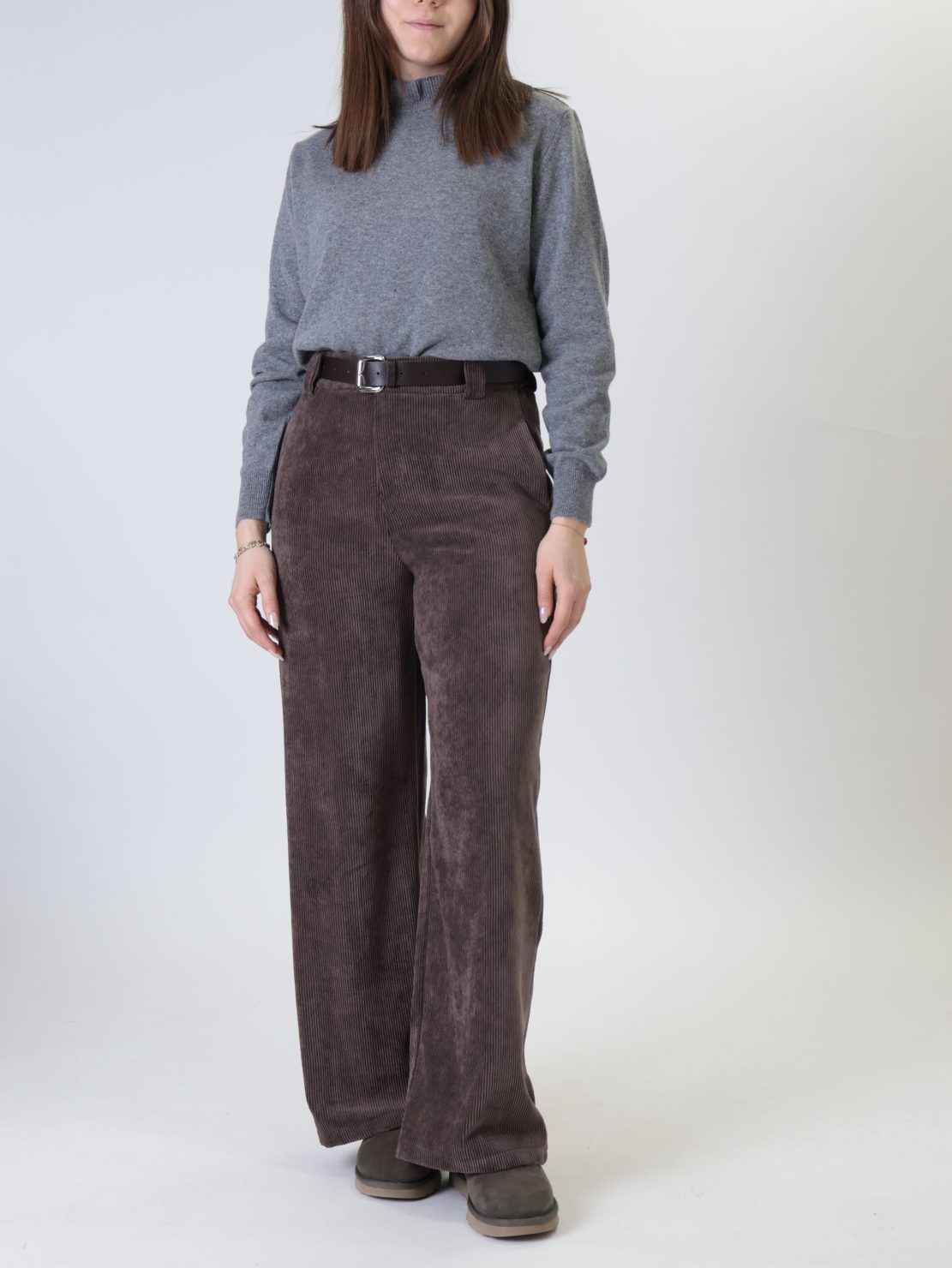 Pantalone velluto cintura moro