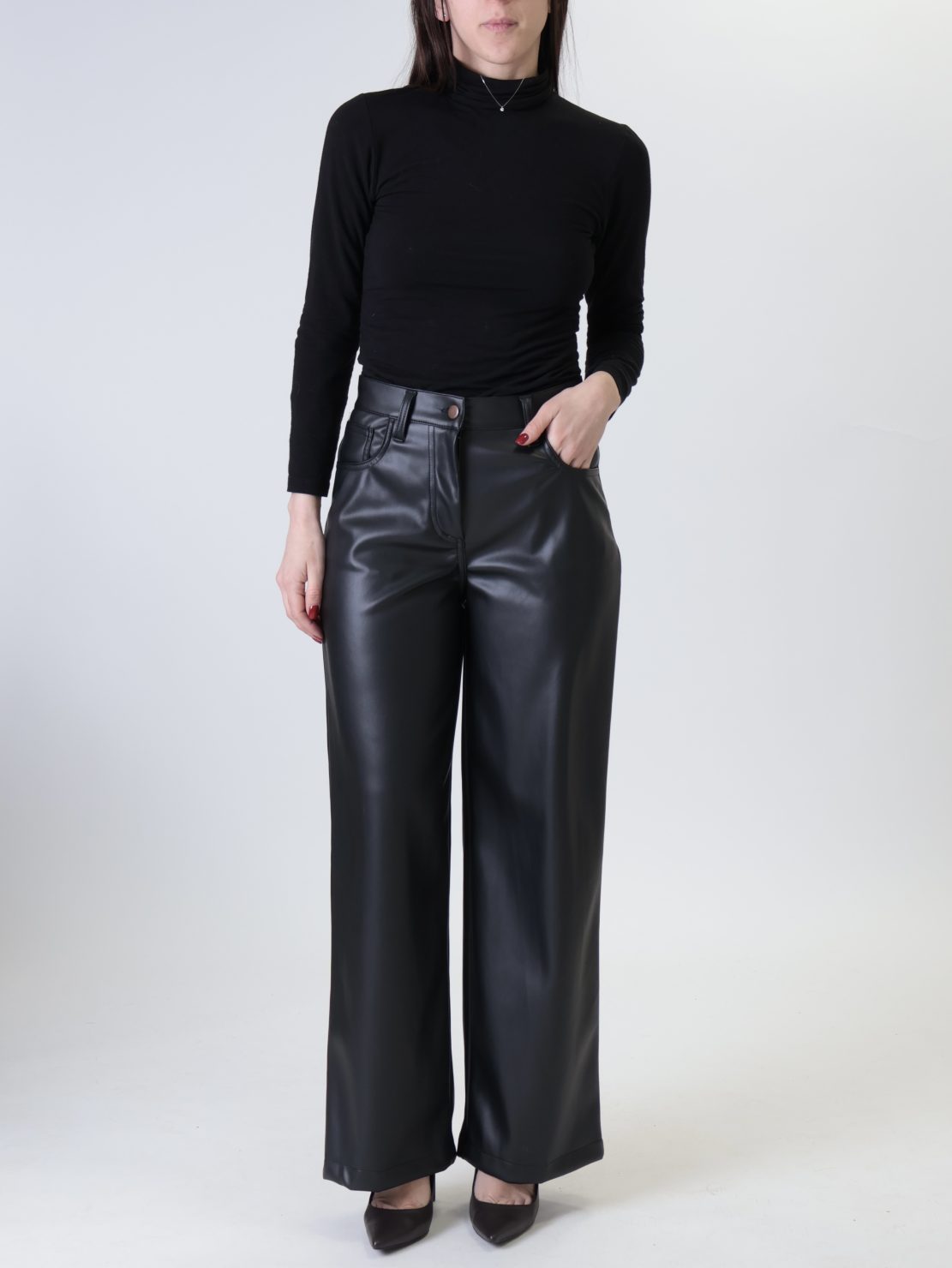 Pantalone ecopelle bella nero