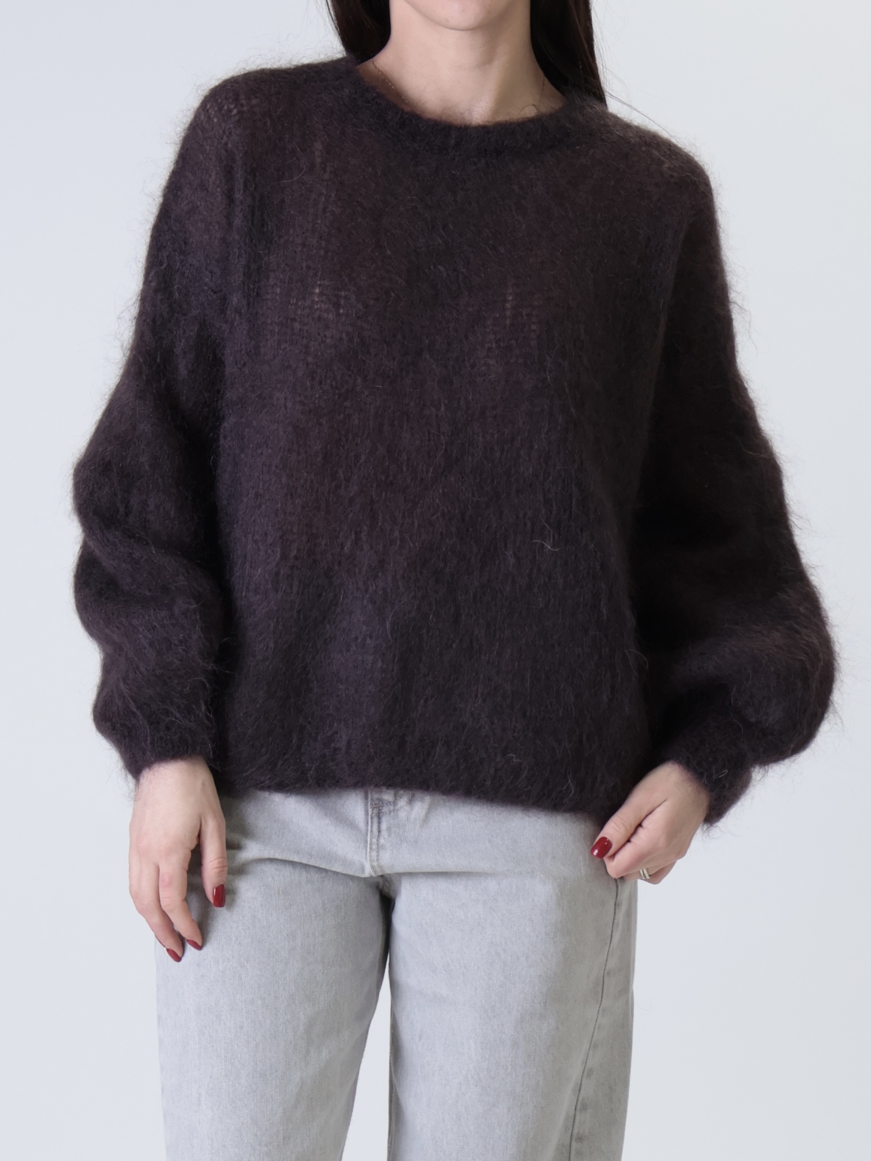 Maglione mohair melanzana