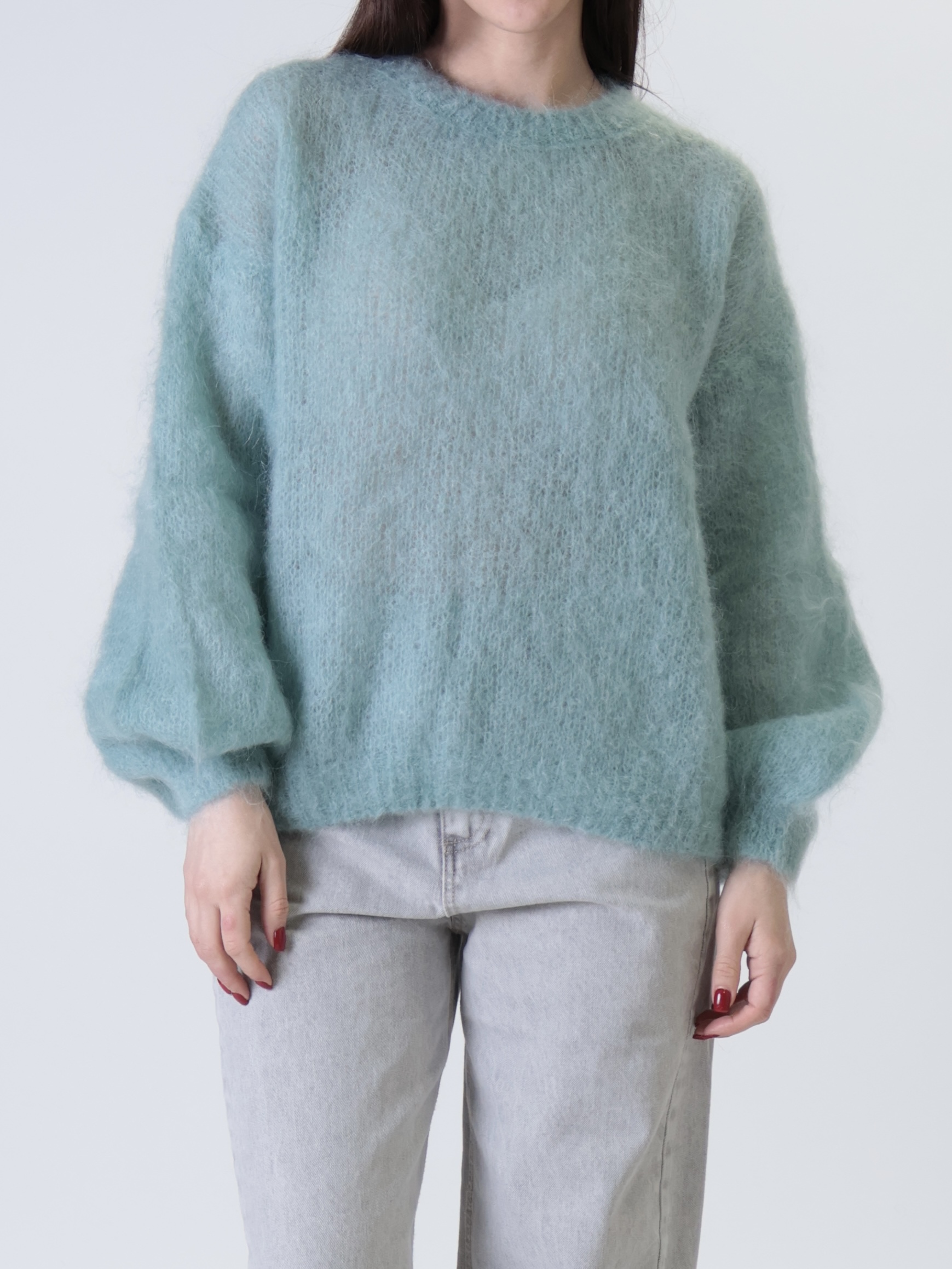 Maglione mohair verde acqua