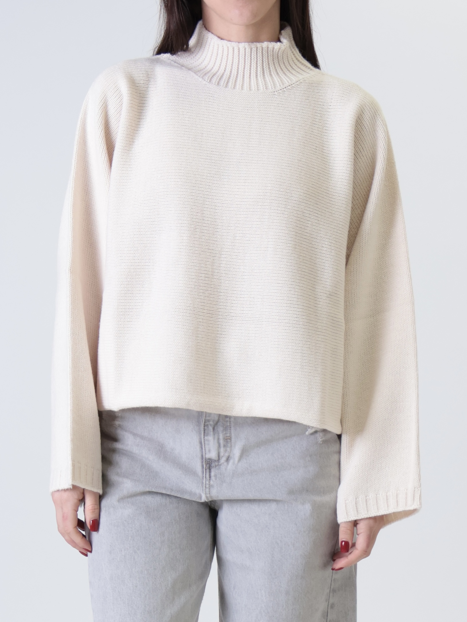 Pullover lupetto crop vaniglia