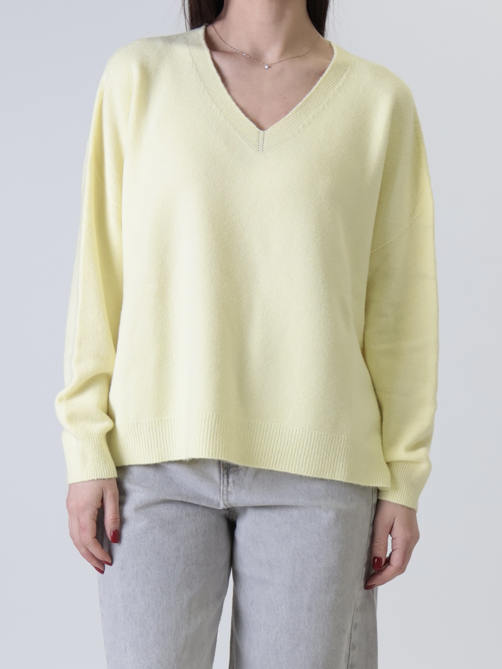 Pullover scollo V giallo