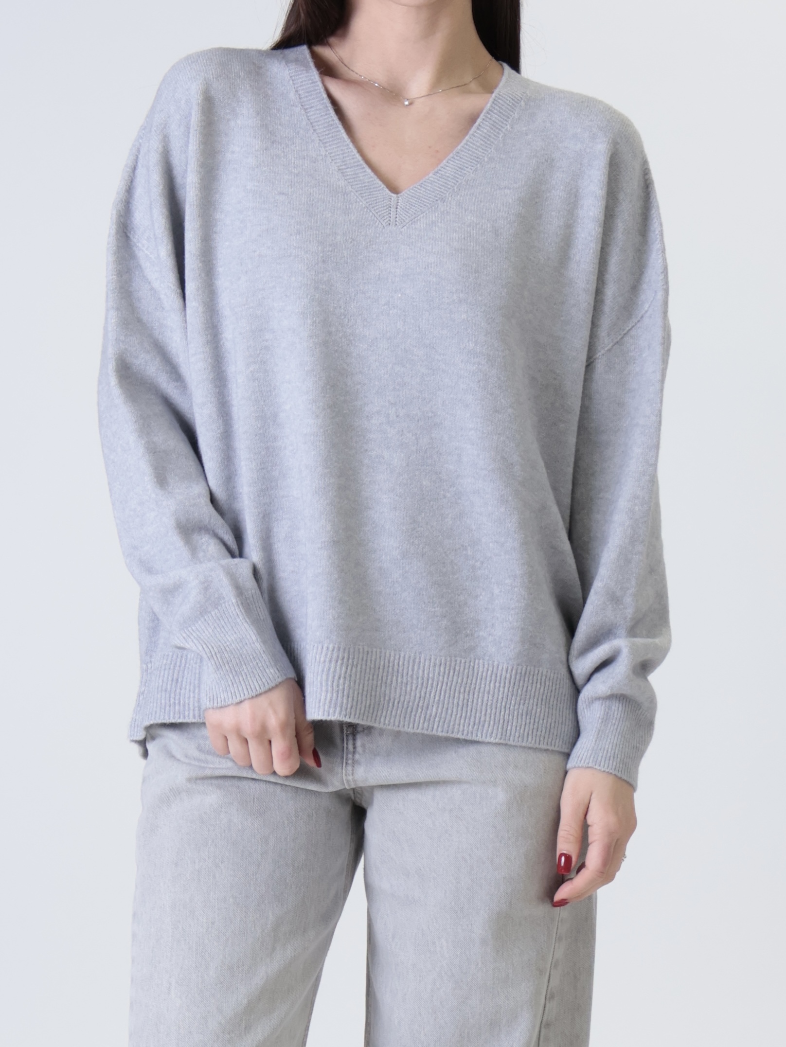 Pullover scollo V perla