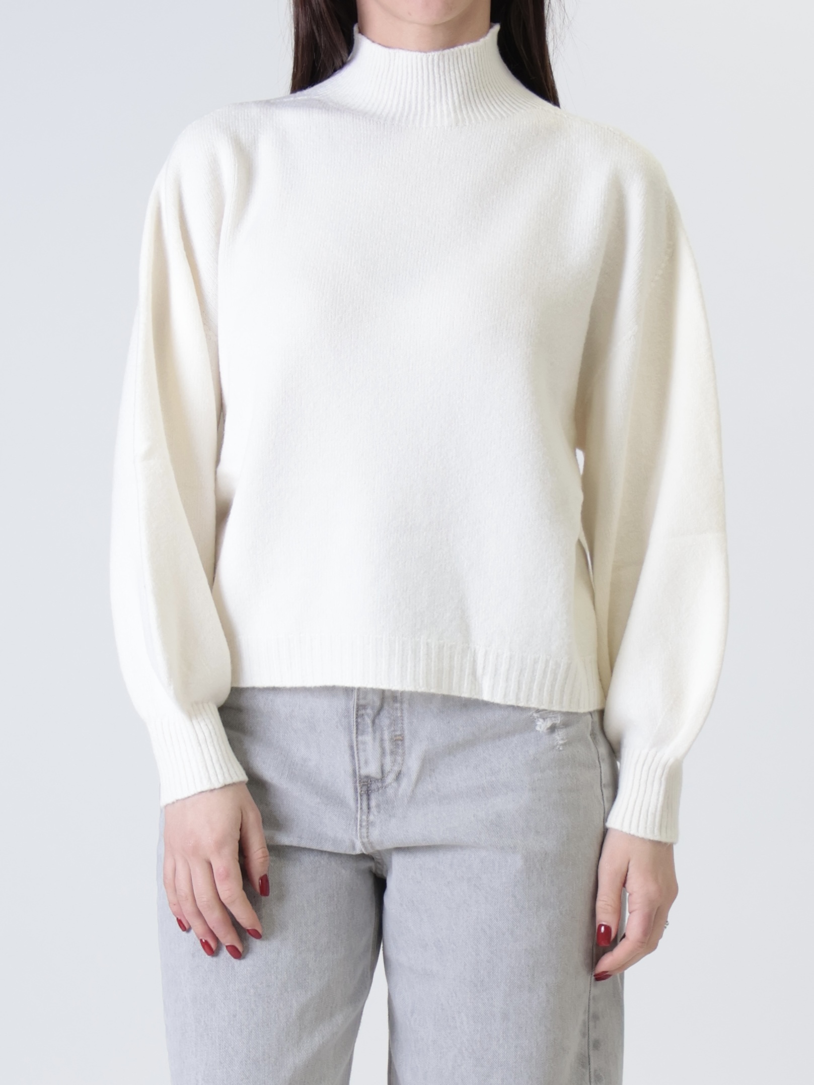 Pullover lupetto manica ampia burro