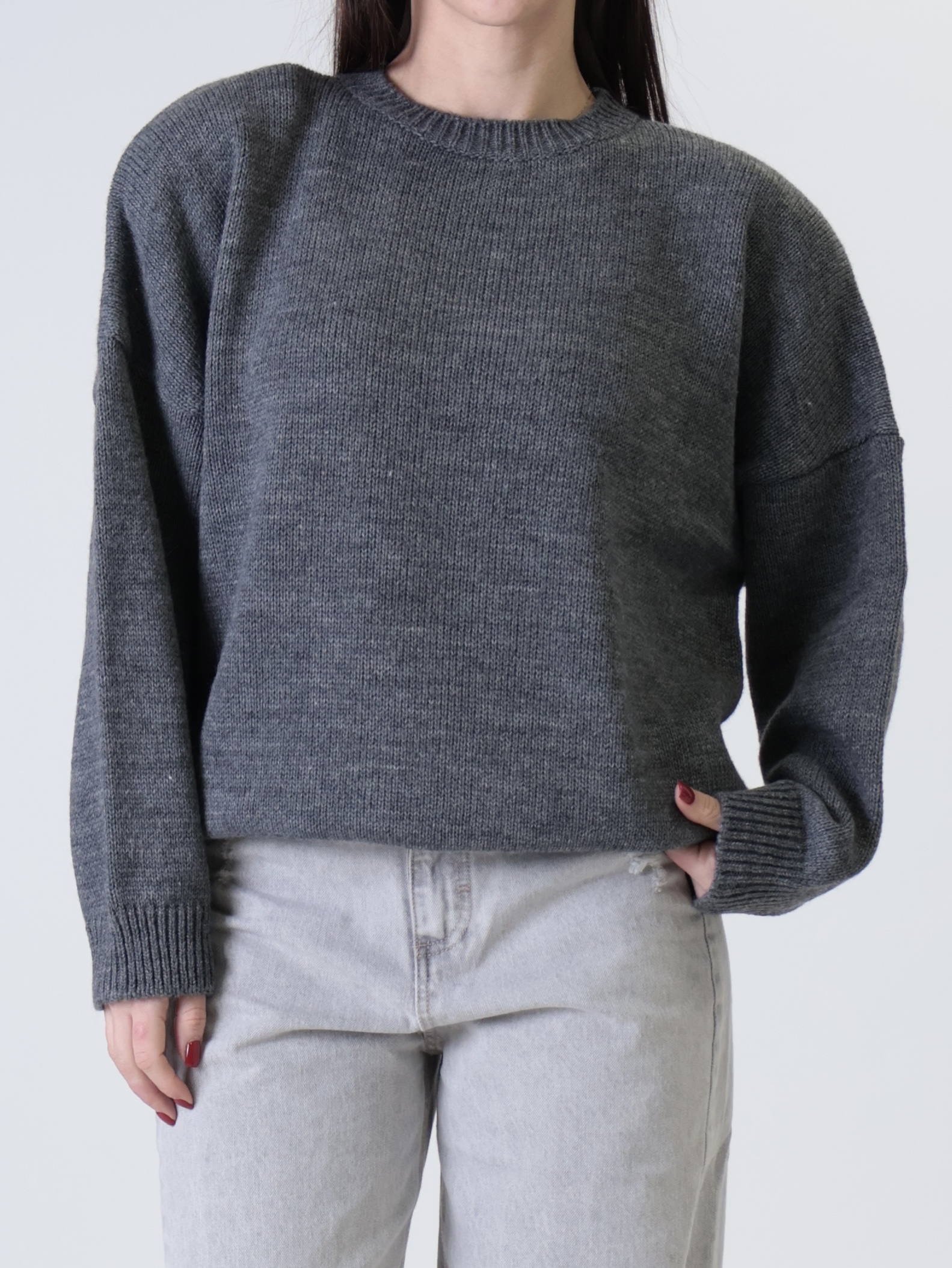 Pullover spalle imbottite over grigio