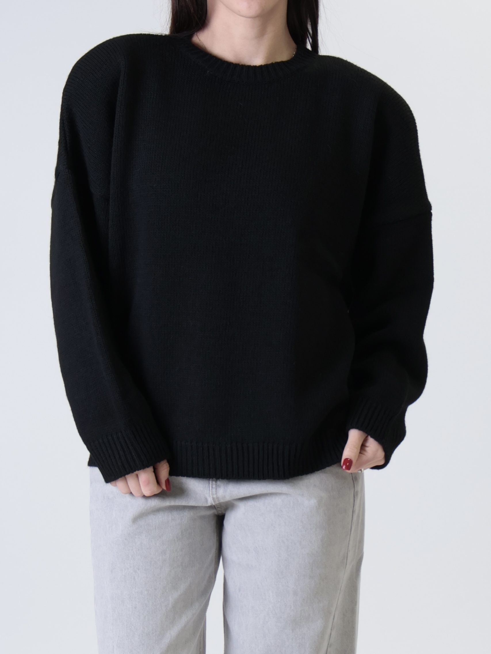 Pullover spalle imbottite over nero