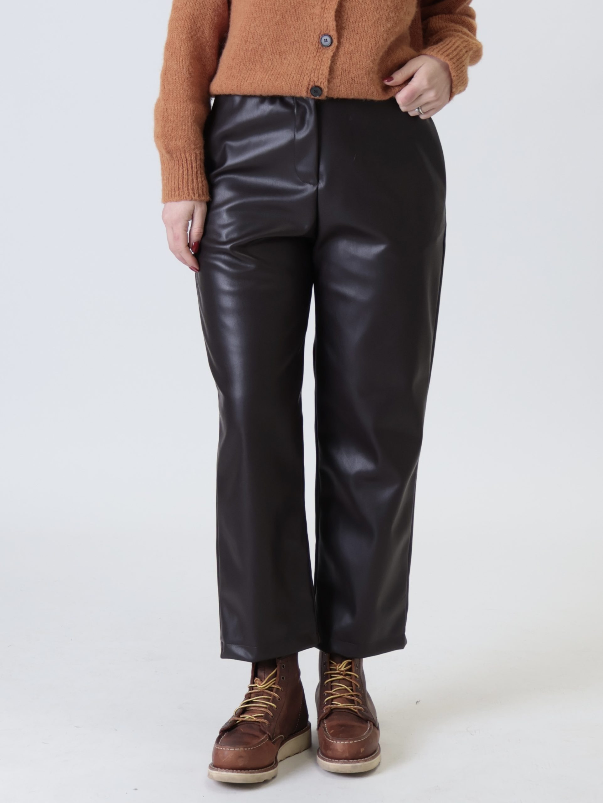 Pantalone bestseller ecopelle moro