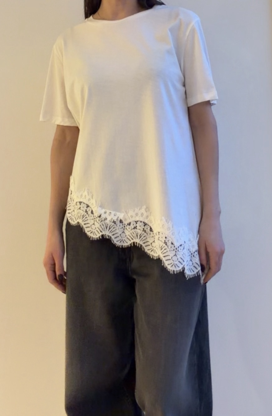 T-shirt pizzo bianca