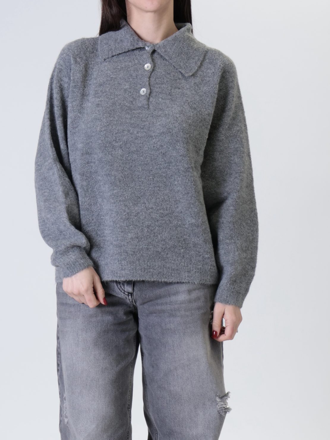 Polo 3 bottoni grigio