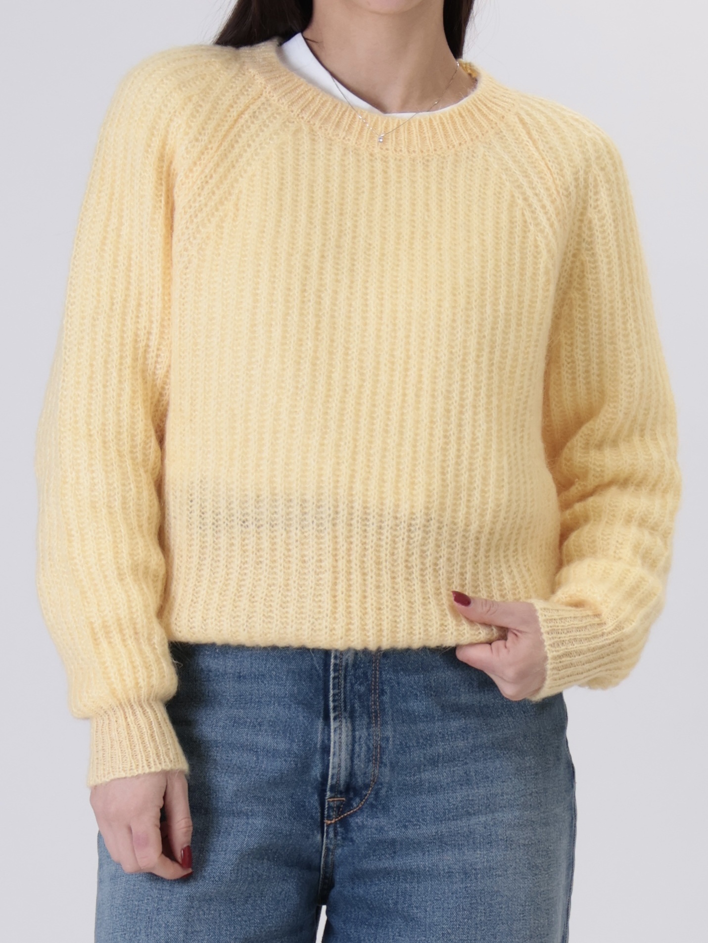 Pullover girocollo mohair giallo