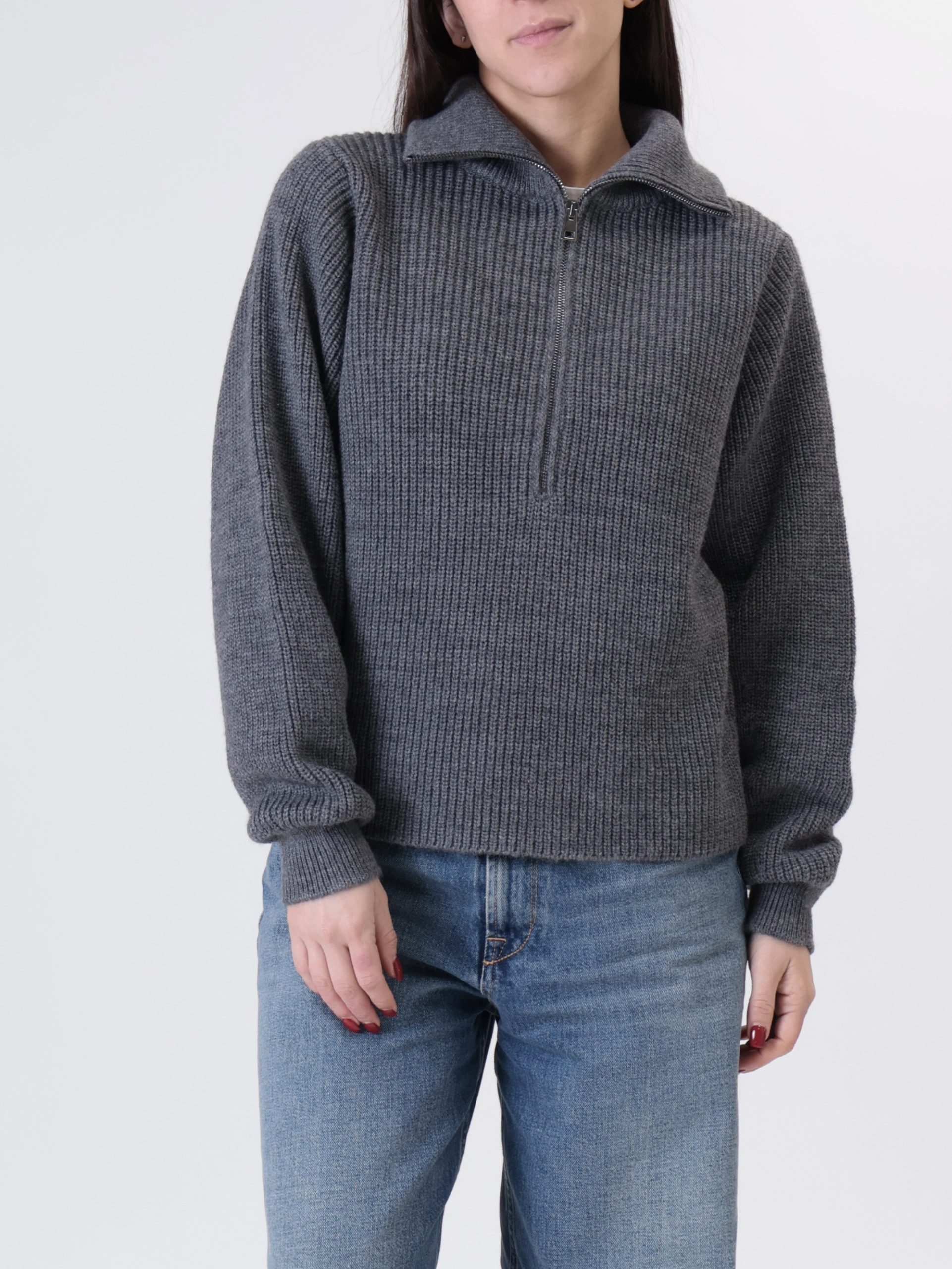 Pullover zip antracite