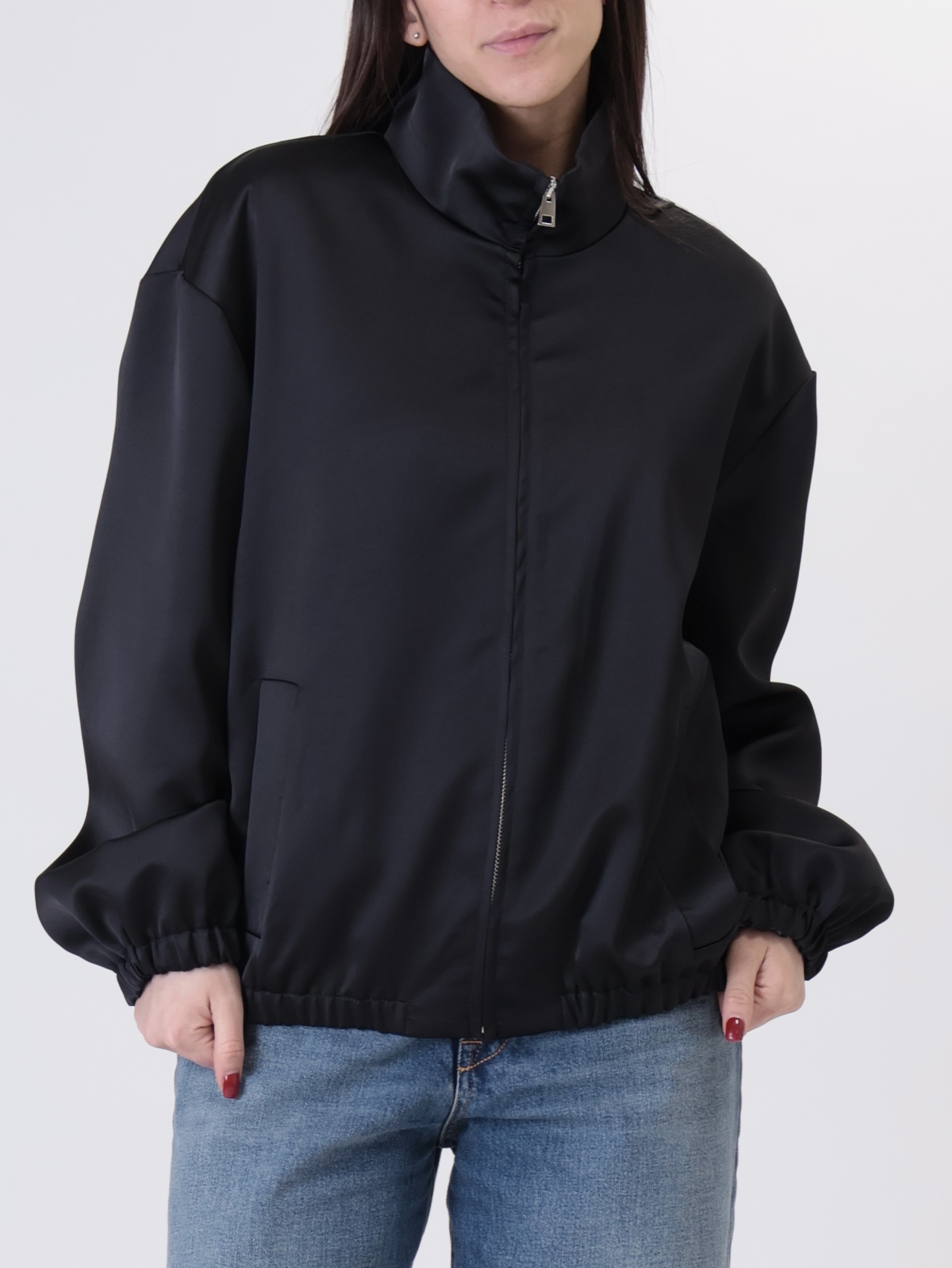 Bomber satin nero