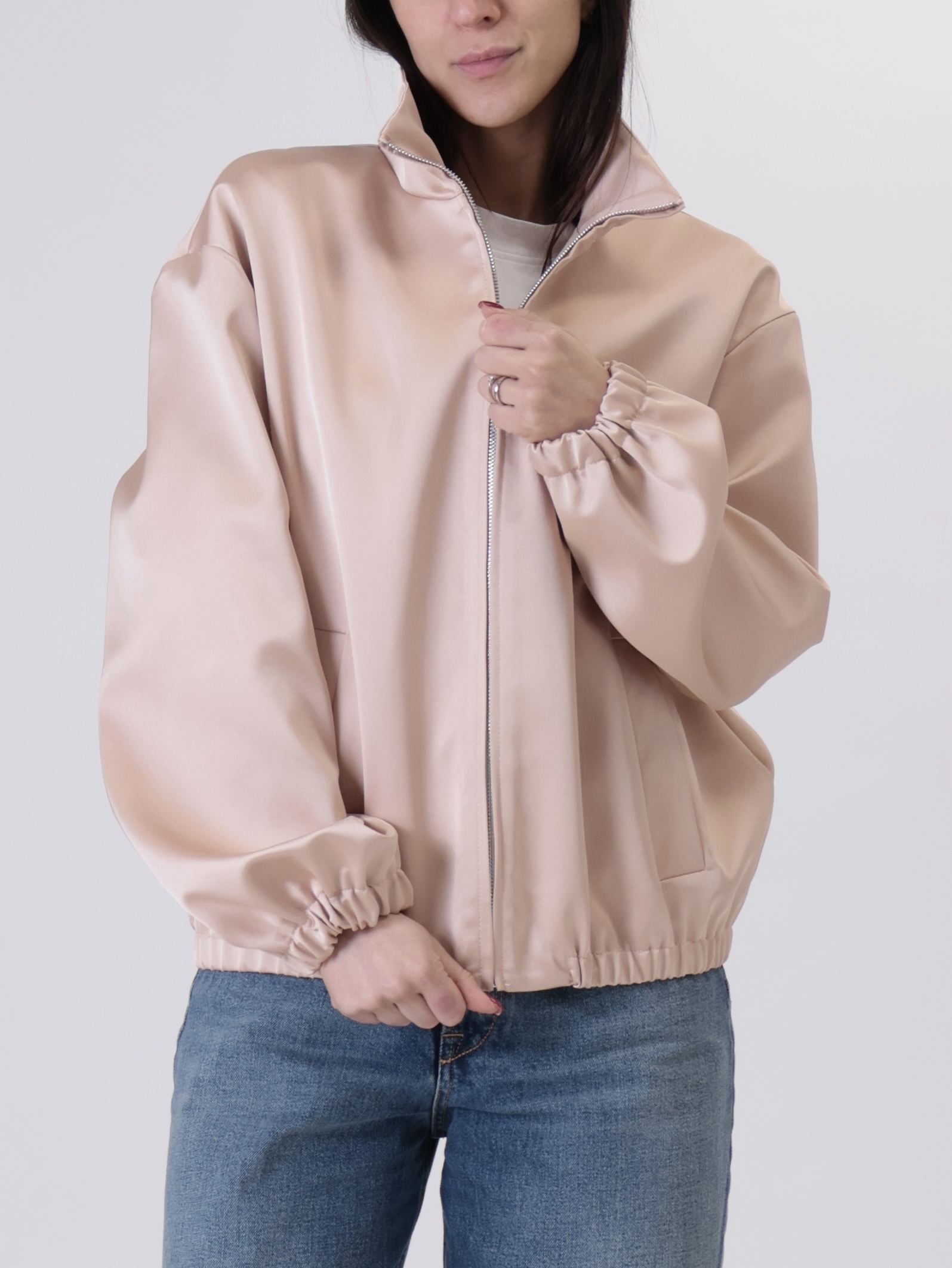 Bomber satin cipria