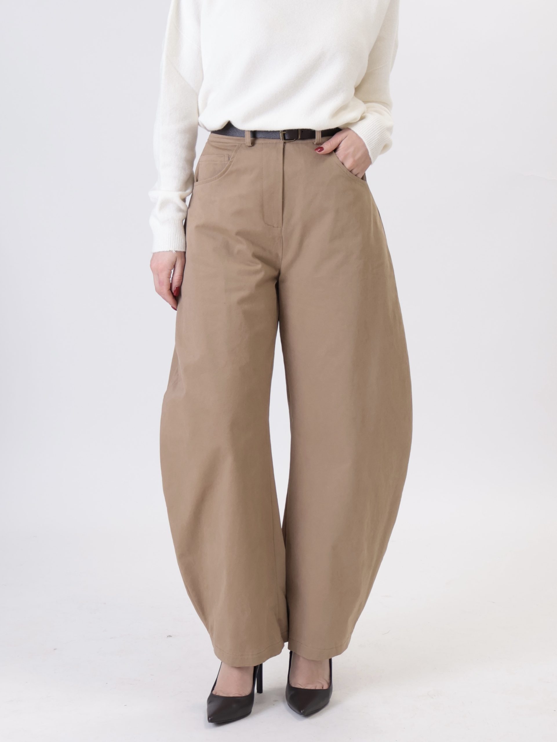 Pantalone Luna barrel cammello