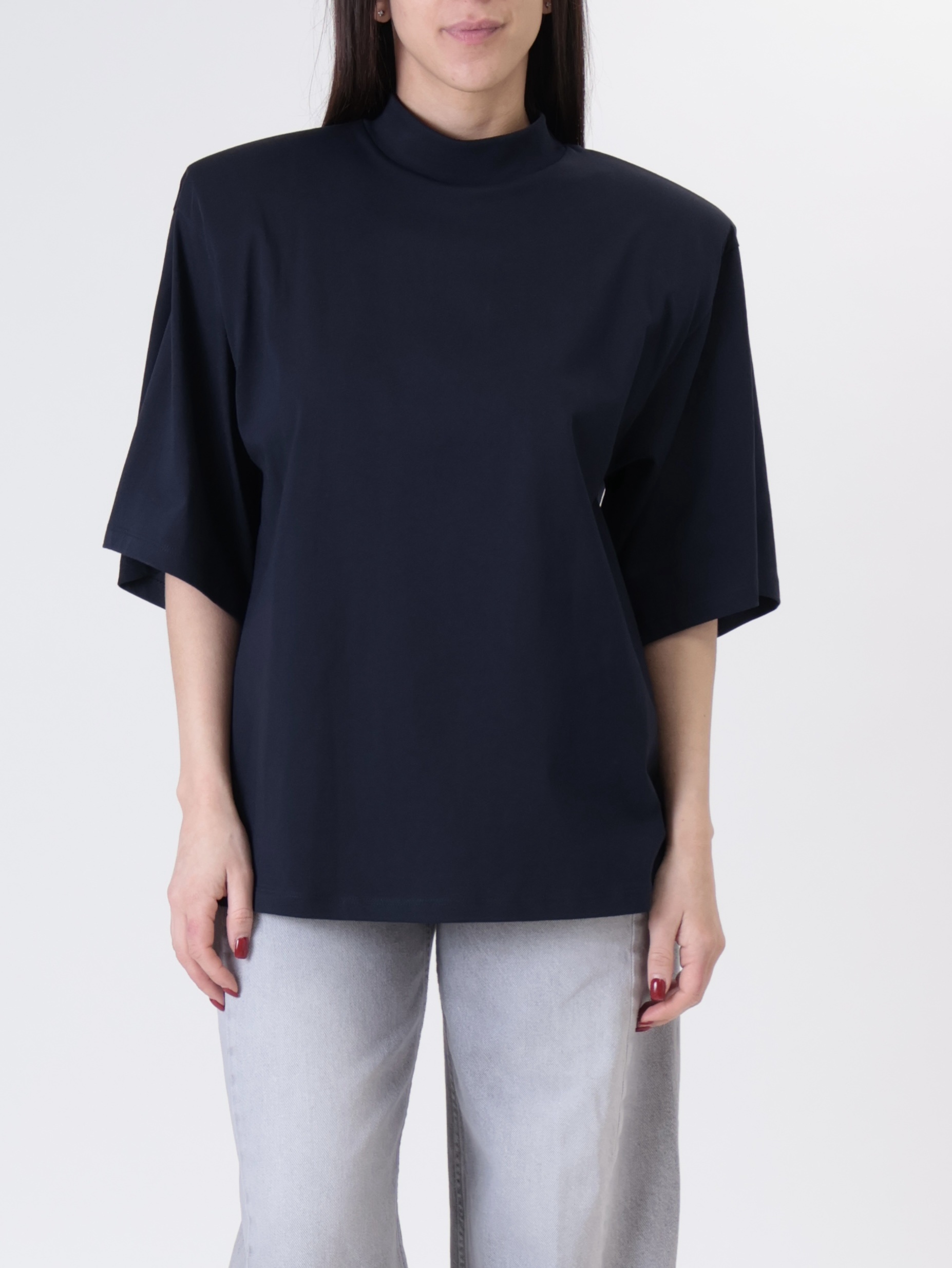 T-shirt spalla imbottita blu