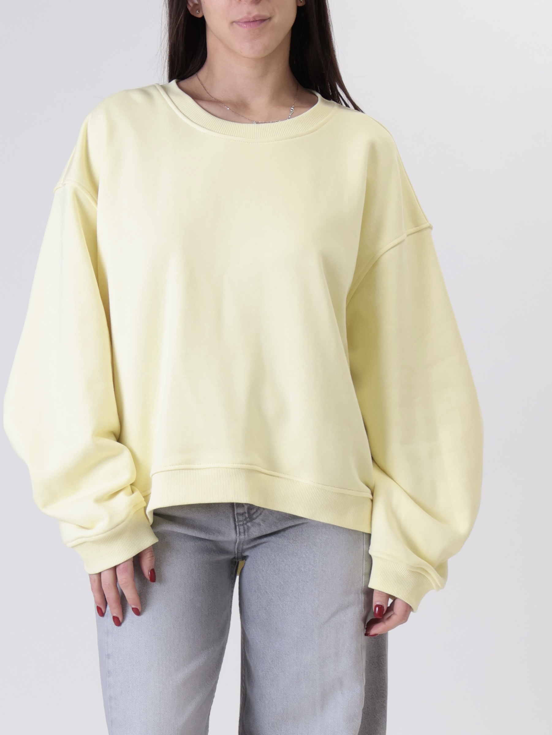 Felpa manica pizzicata gialla