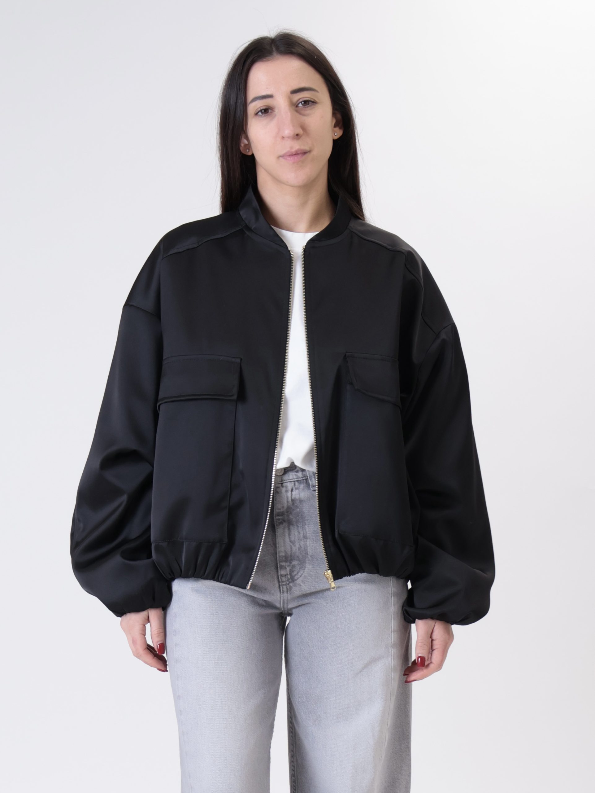 Bomber tasche satin nero