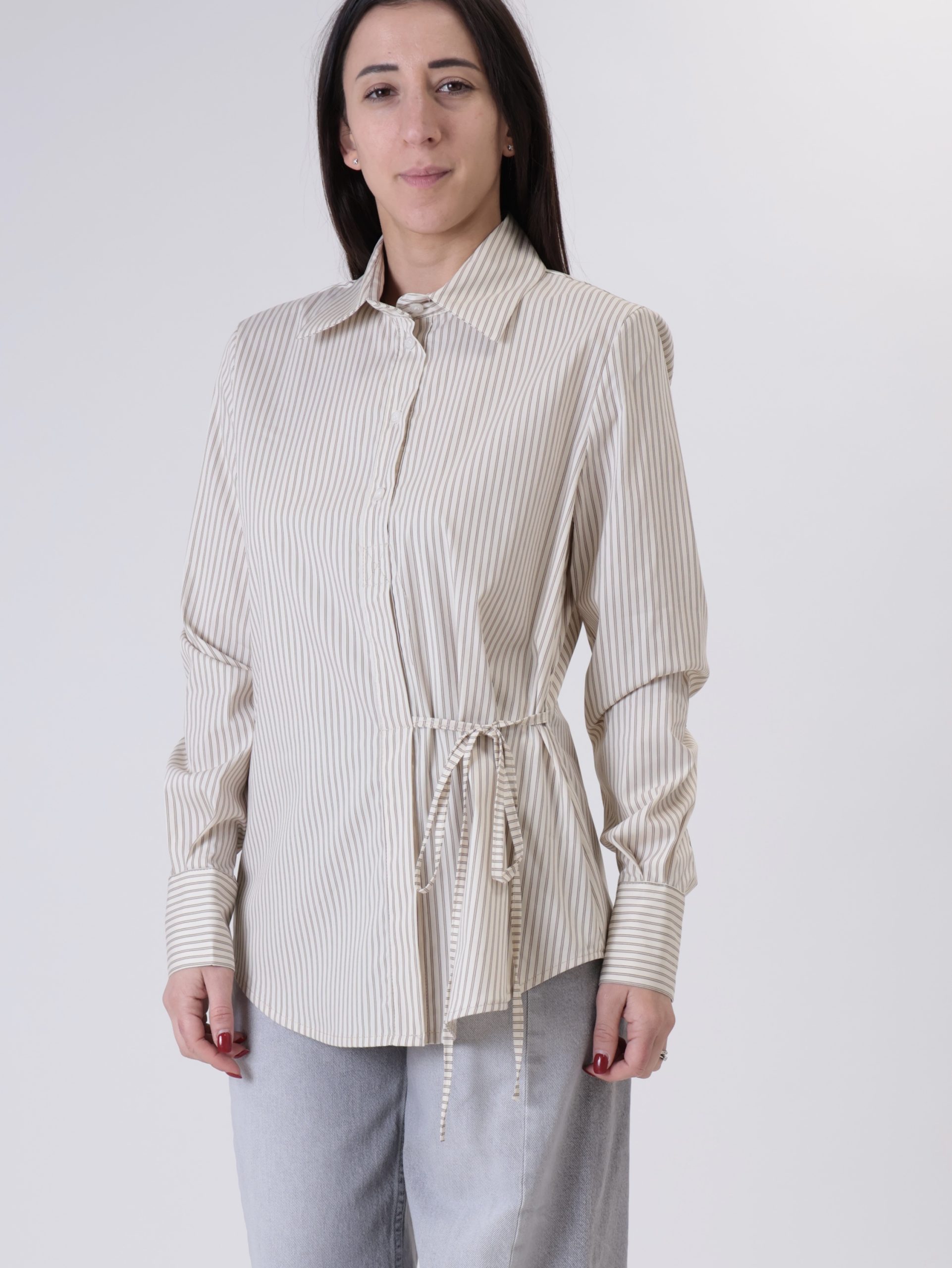 Camicia laccio riga moro/panna