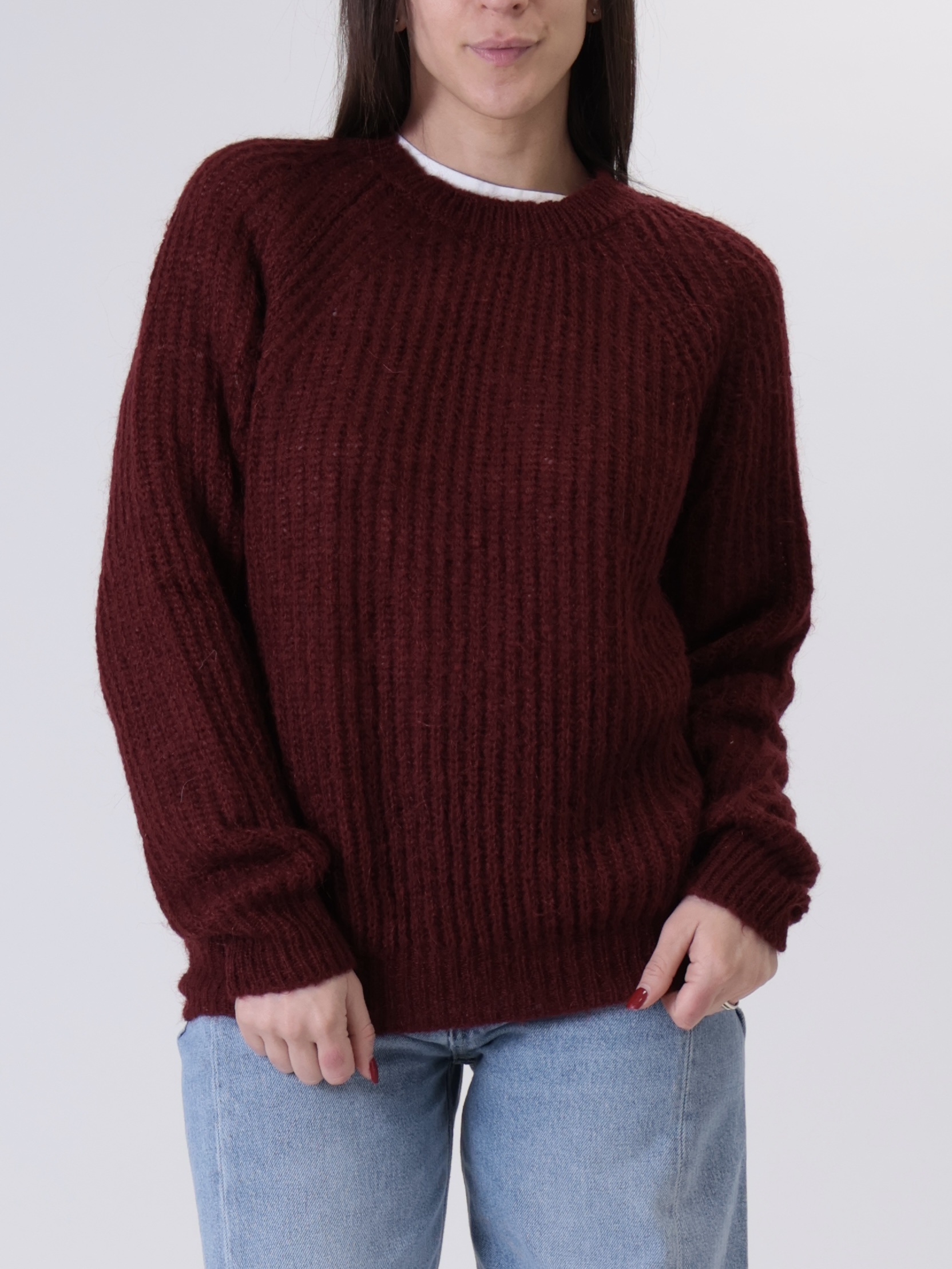 Pullover girocollo mohair bordeaux