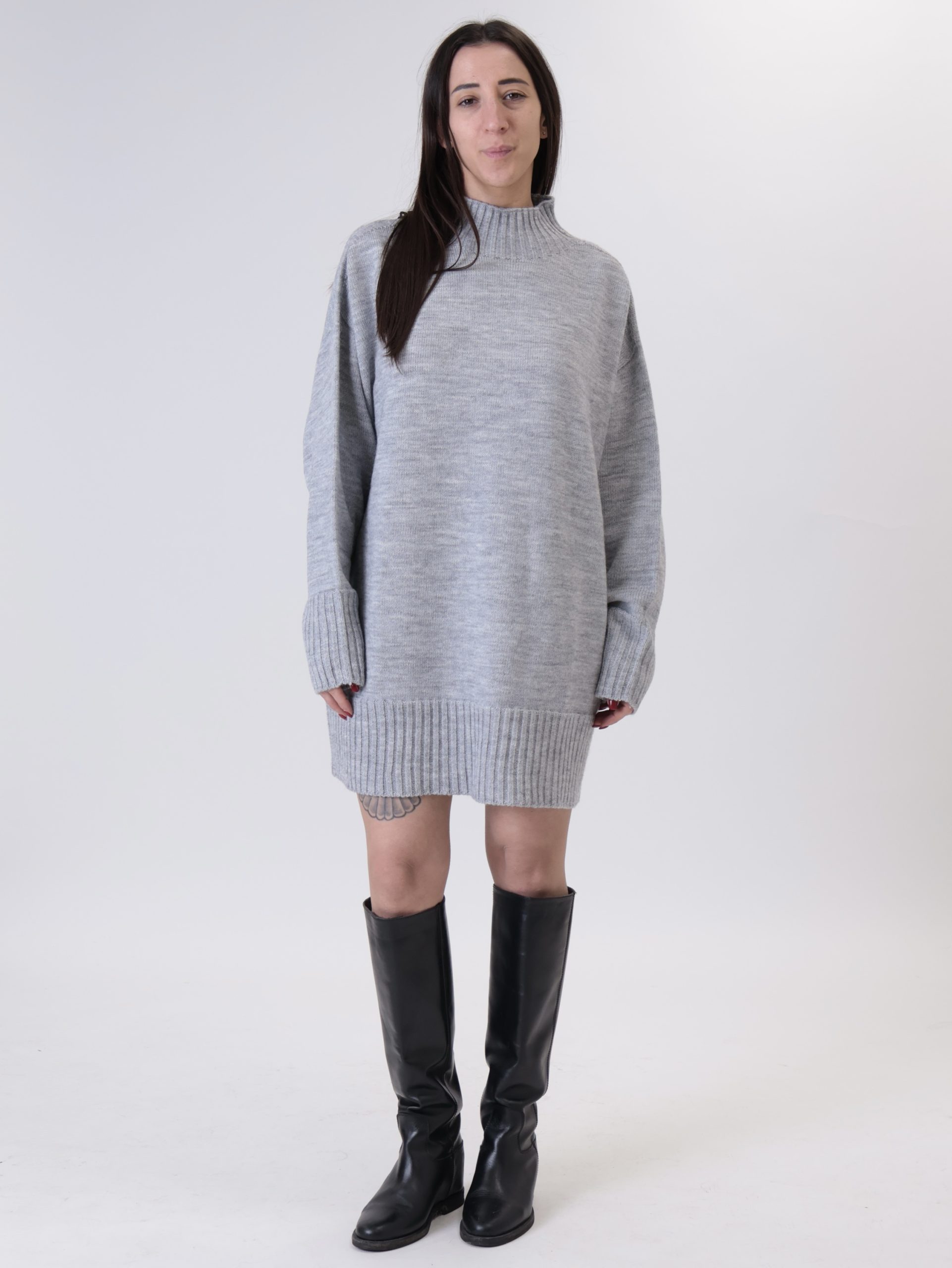 Mini abito lupetto grigio