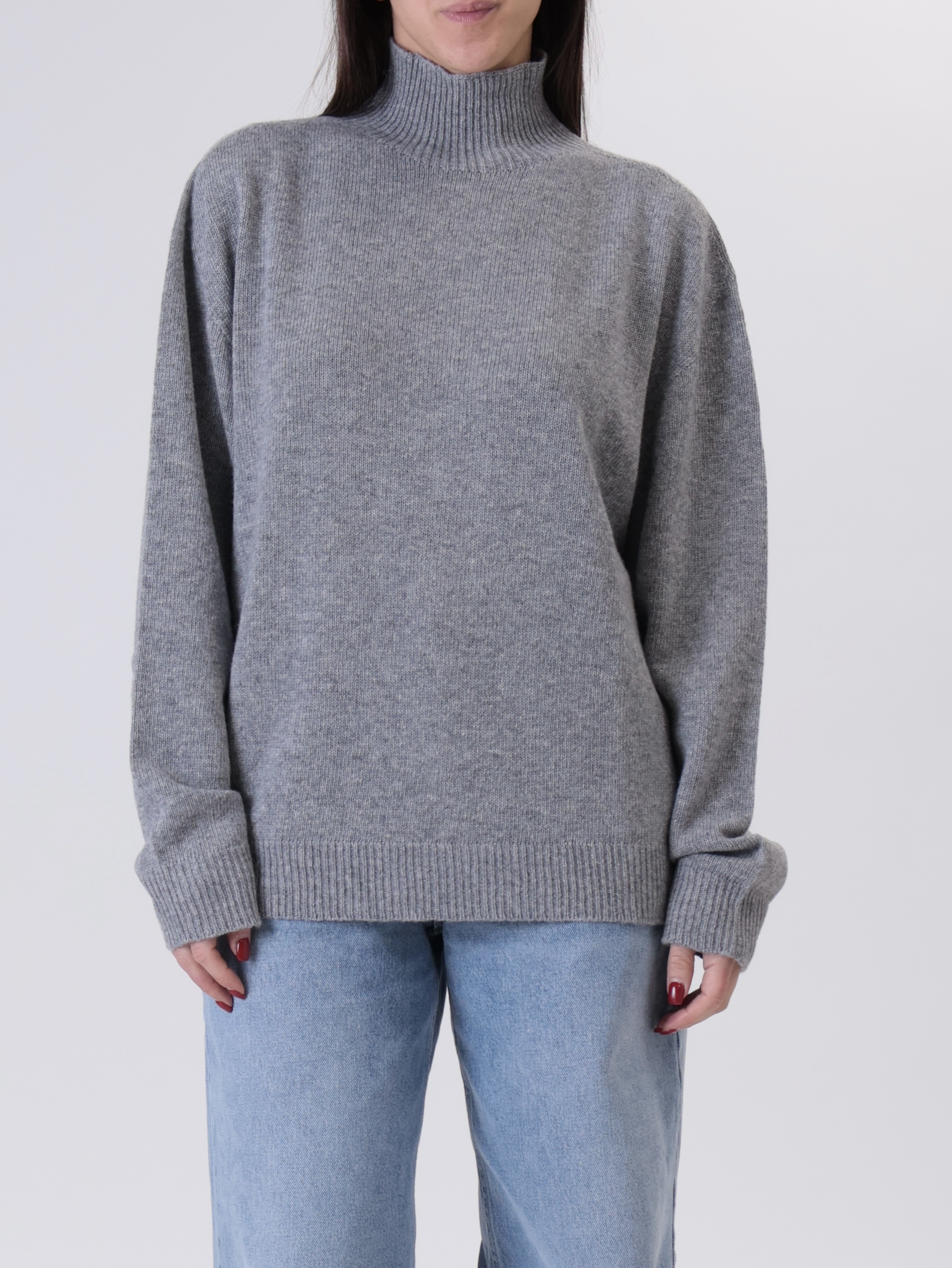 Pullover collo cratere grigio