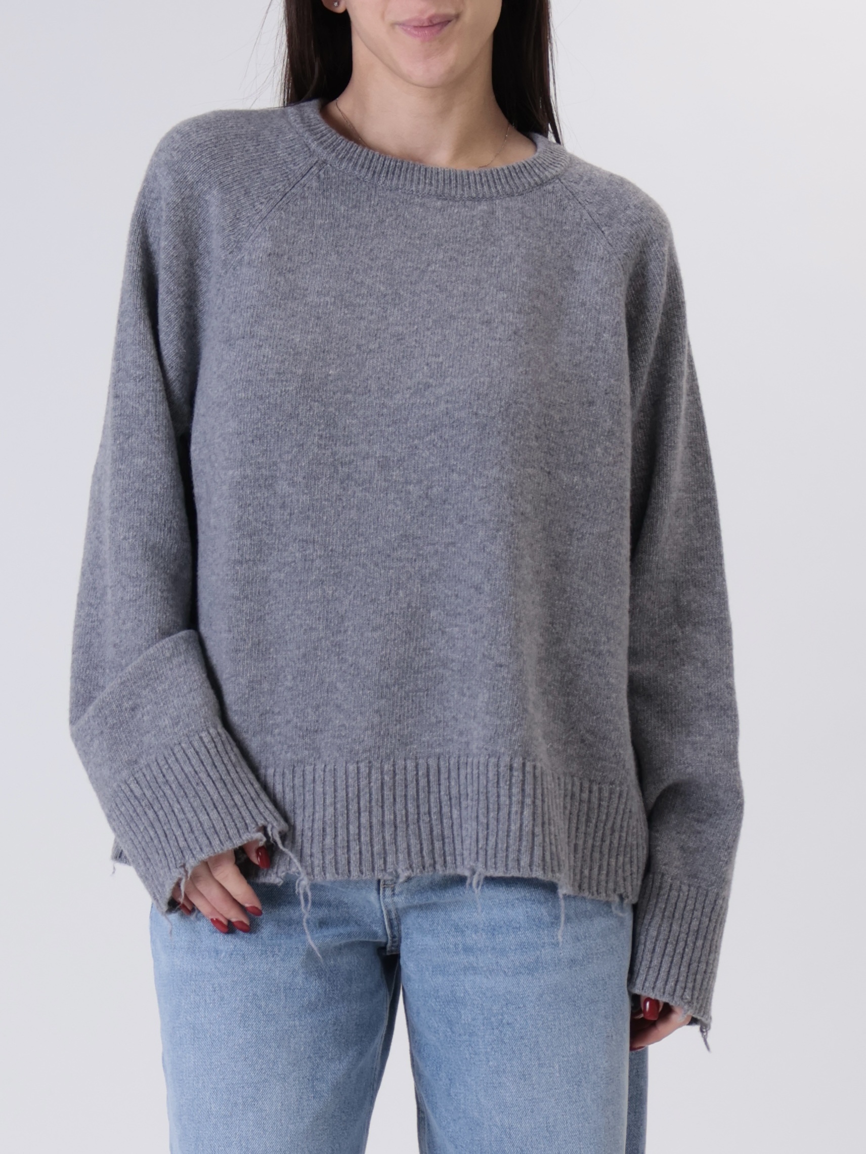 Pullover fondo rotture grigio