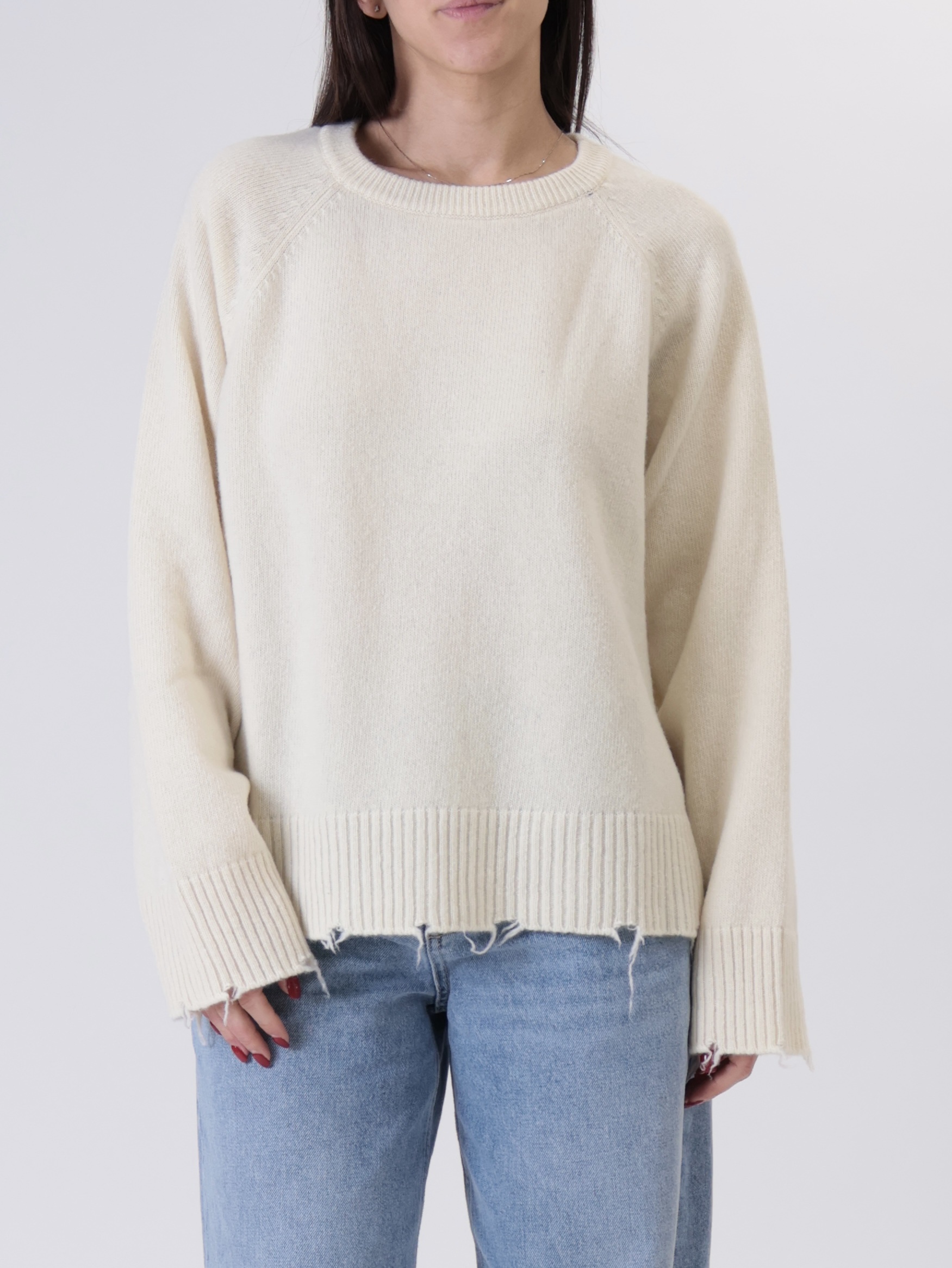 Pullover fondo rotture panna