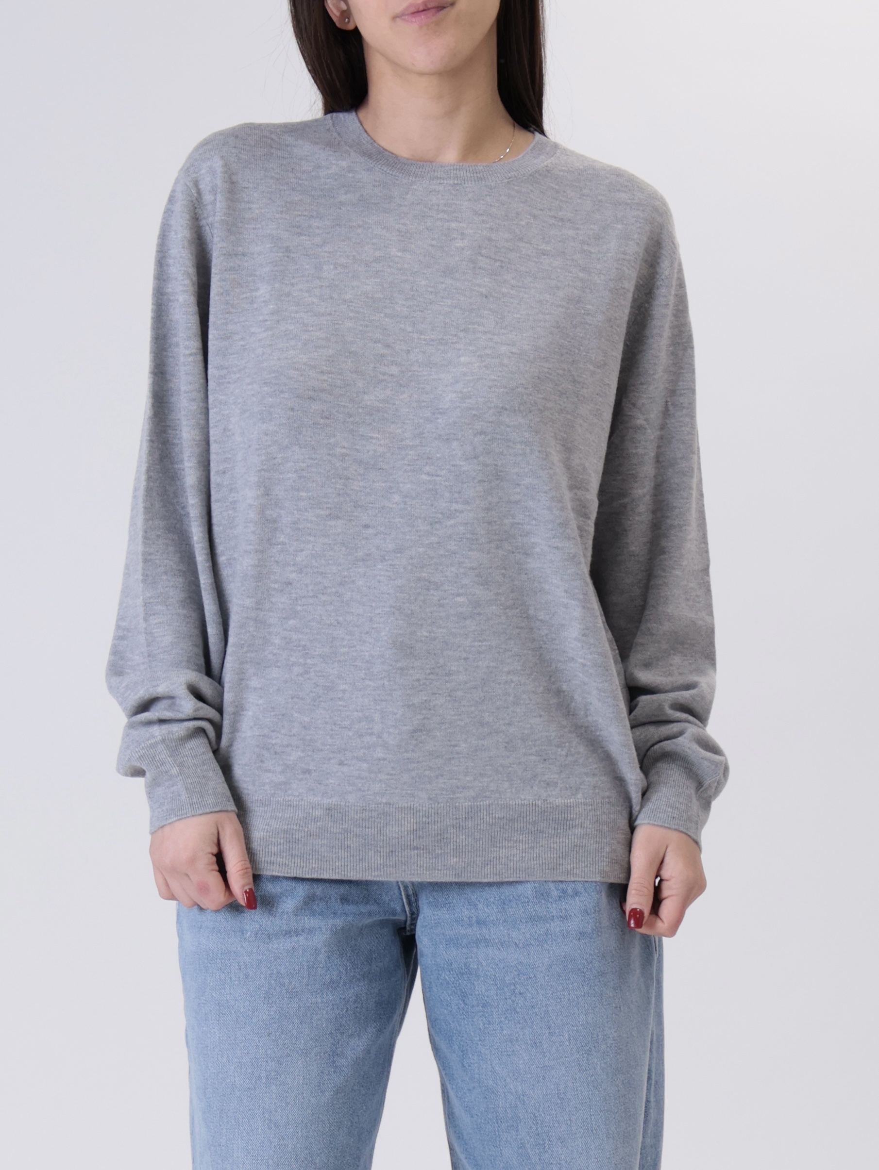 Girocollo 100% lana grigio