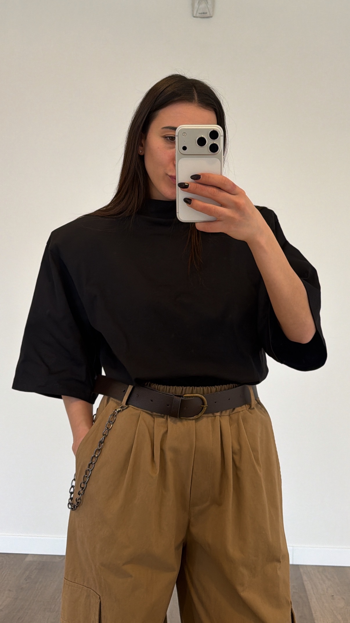 T-shirt spalla imbottita nero