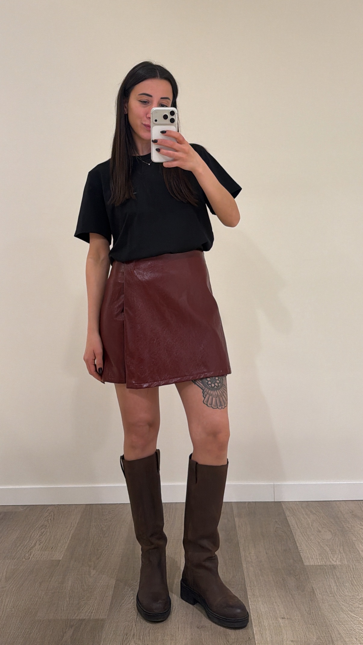 Panta gonna ecopelle bordeaux