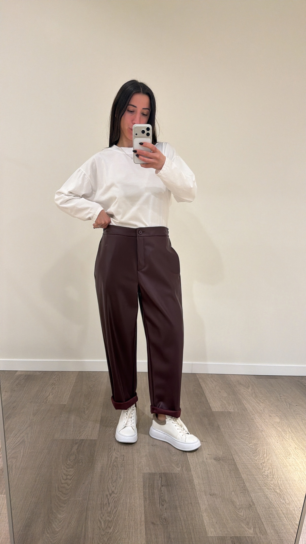 Pantalone bestseller ecopelle vino