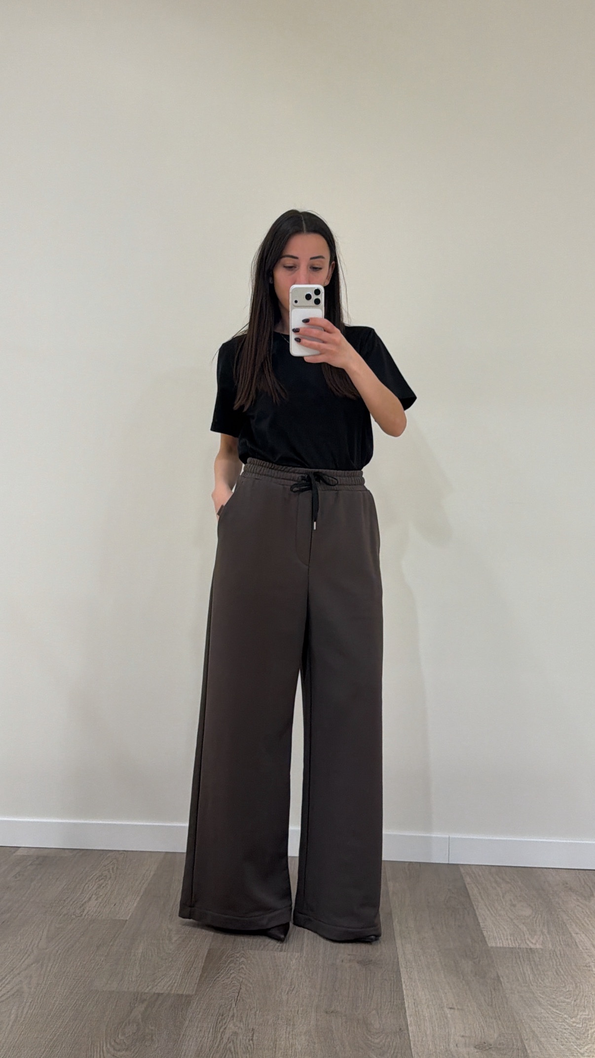 Pantalone tuta palazzo piombo