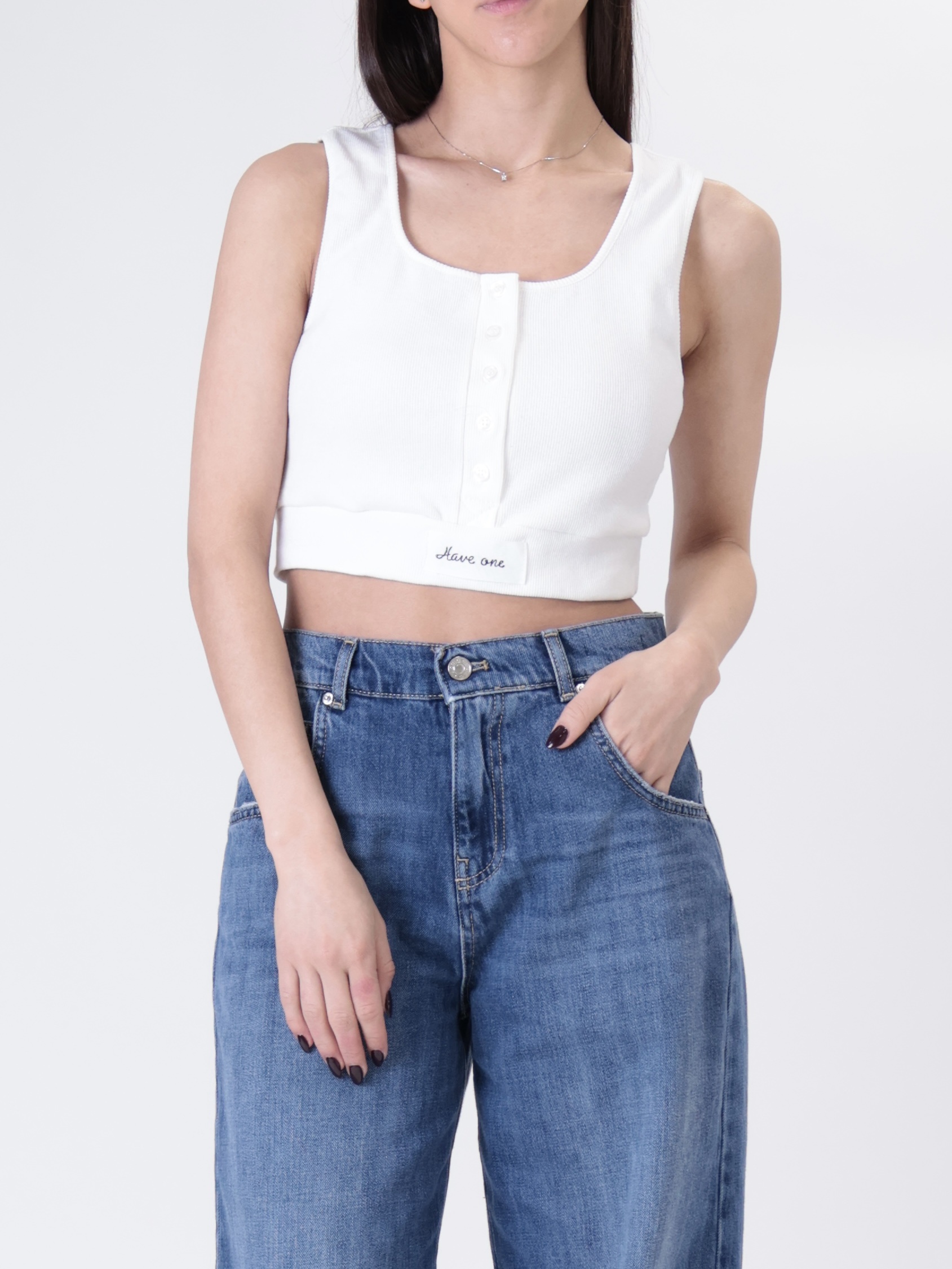 Canotta crop serafino bianco