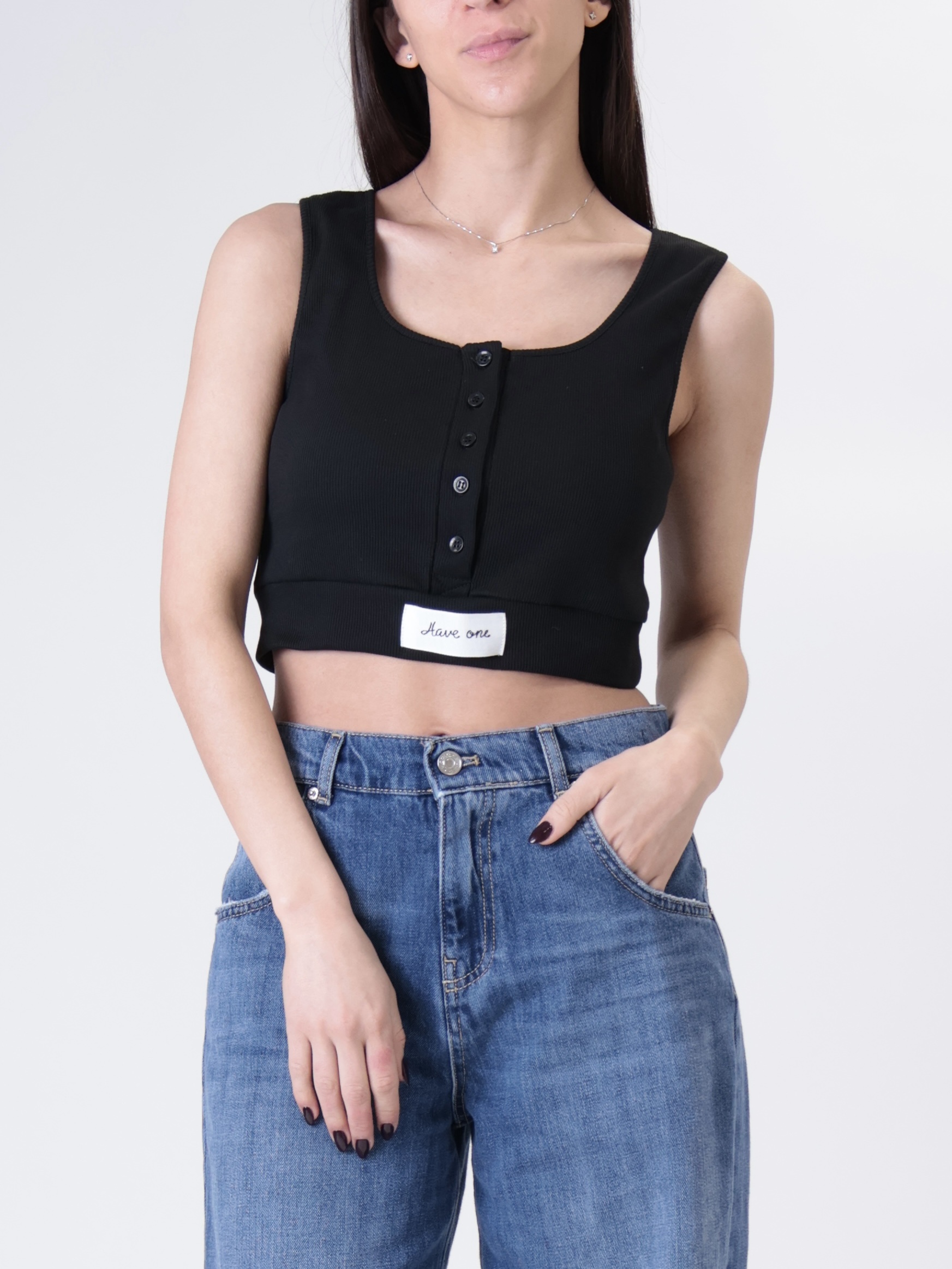 Canotta crop serafino nero