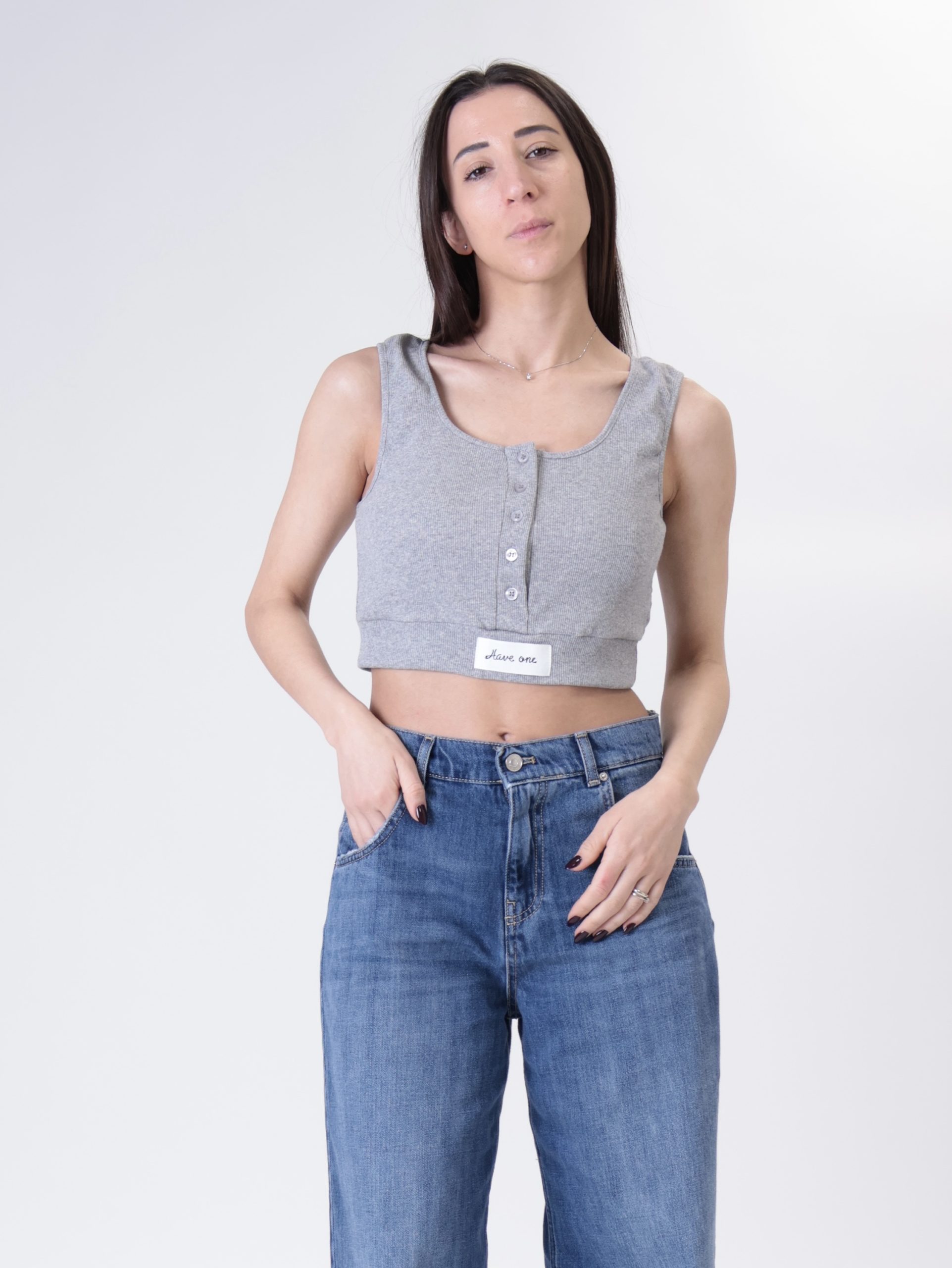 Canotta crop serafino grigio