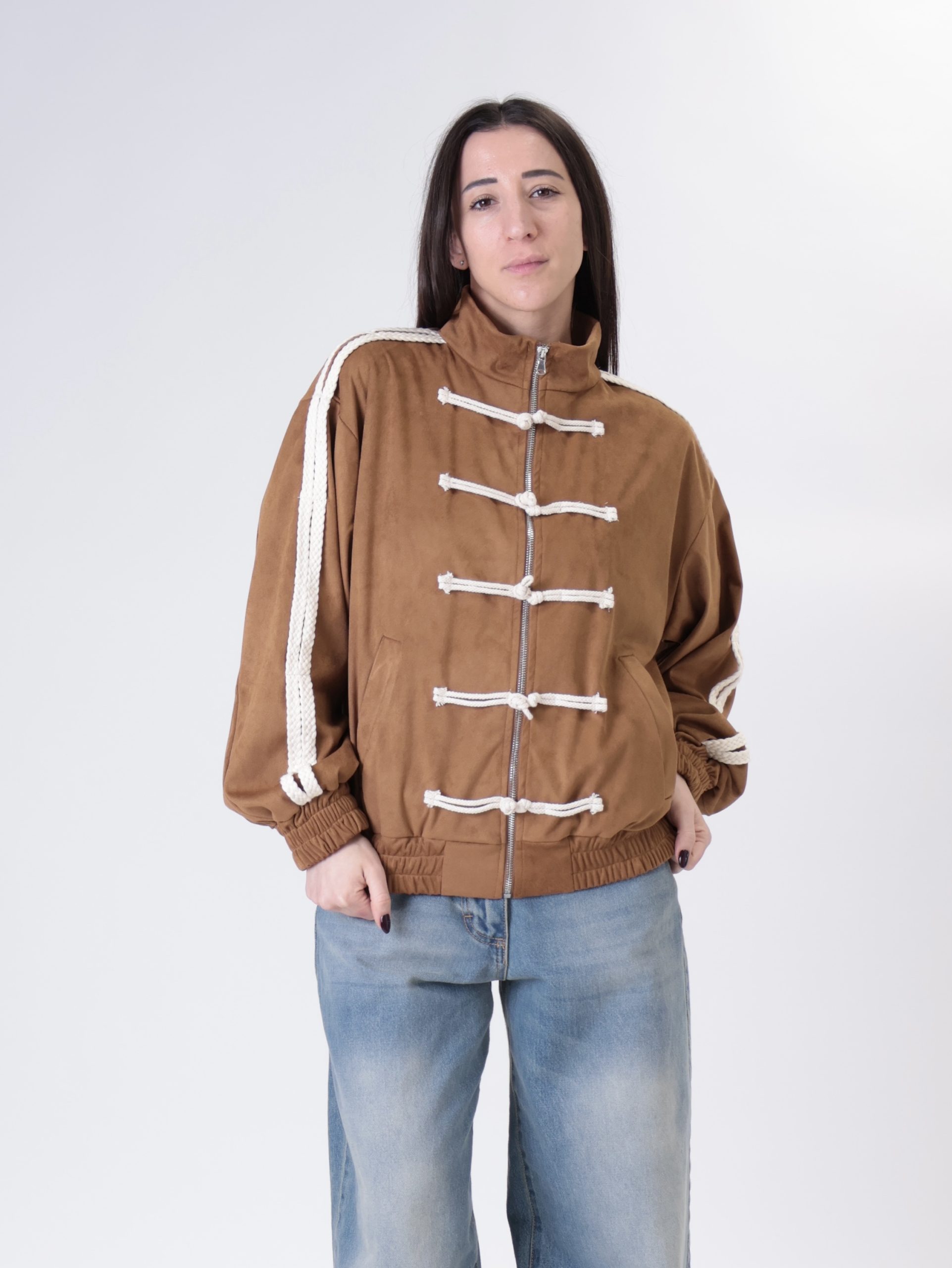 Giacca sportiva alamari tabacco