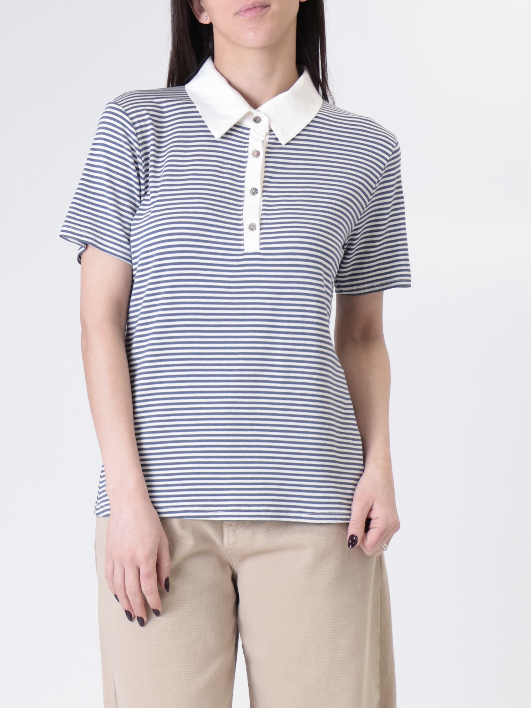 Polo riga bianco/jeans