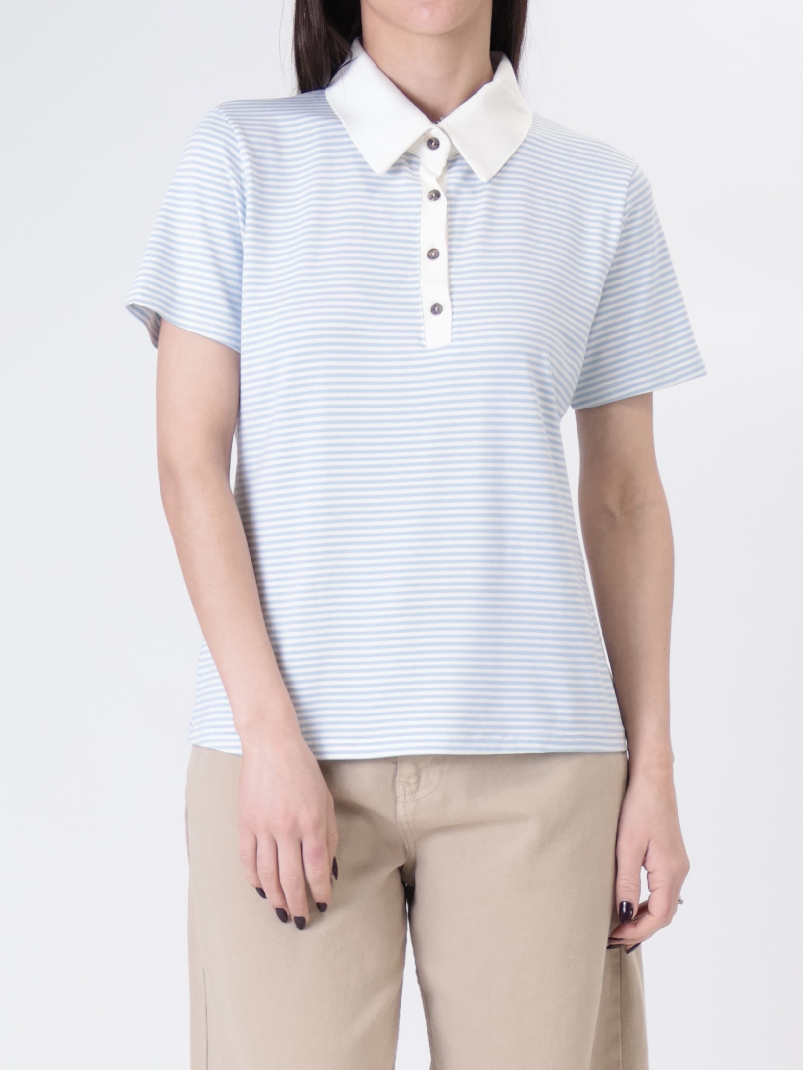 Polo riga bianco/celeste