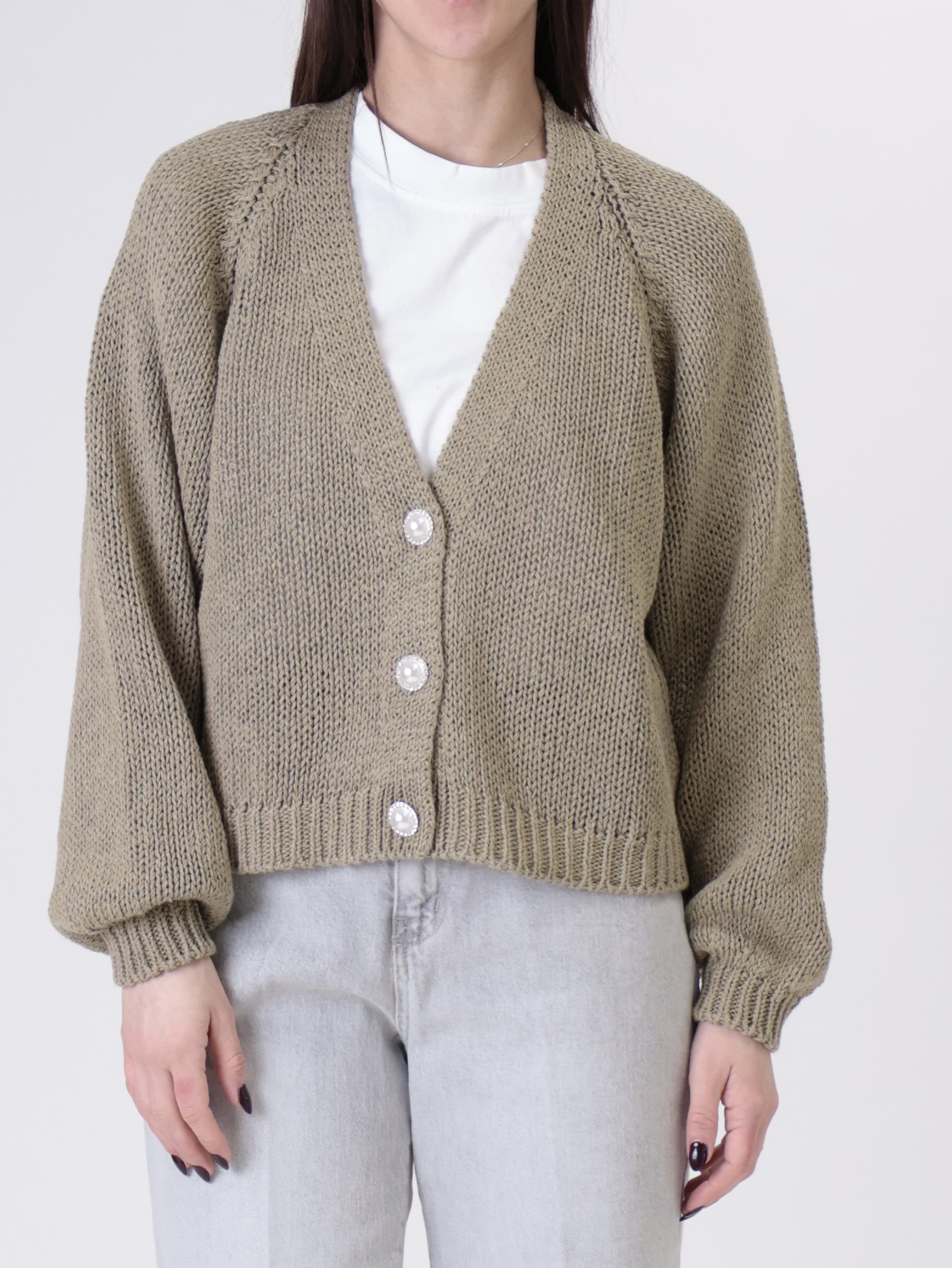 Cardigan bottoni gioiello militare